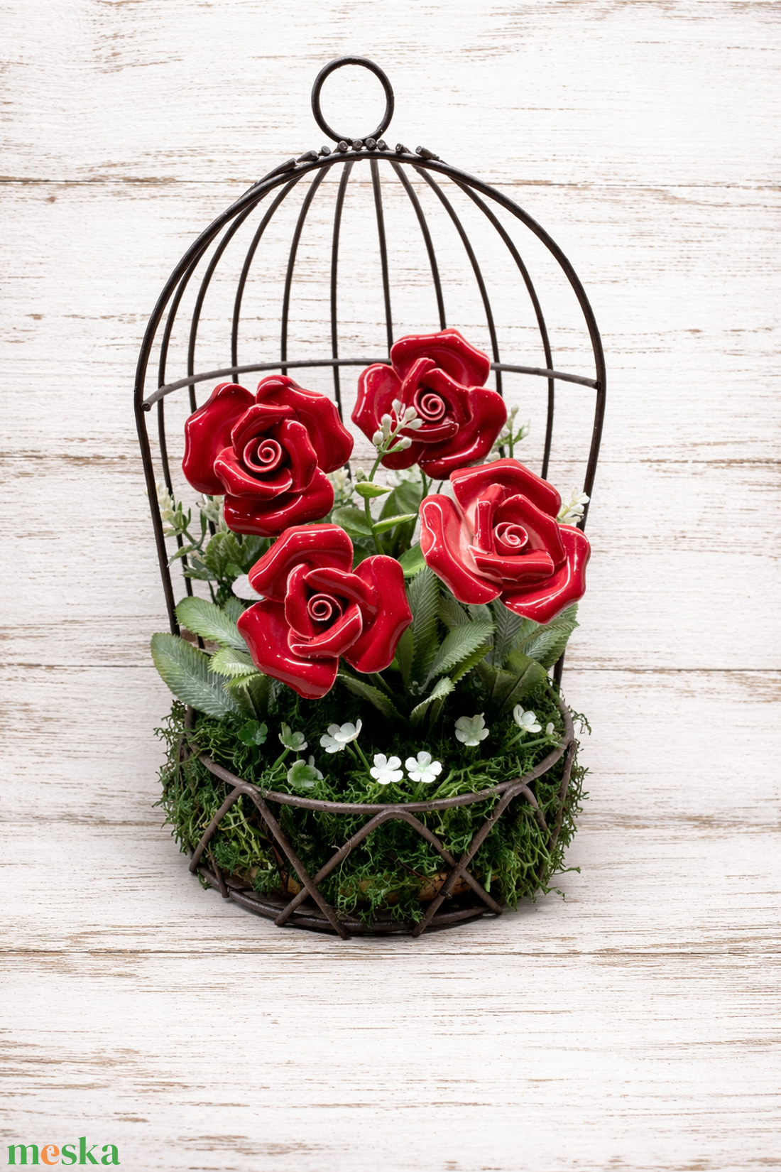 Kalitka kerámia rózsákkal - otthon & életmód - virágdekoráció - virágdíszek - asztali virágdísz - Meska.hu