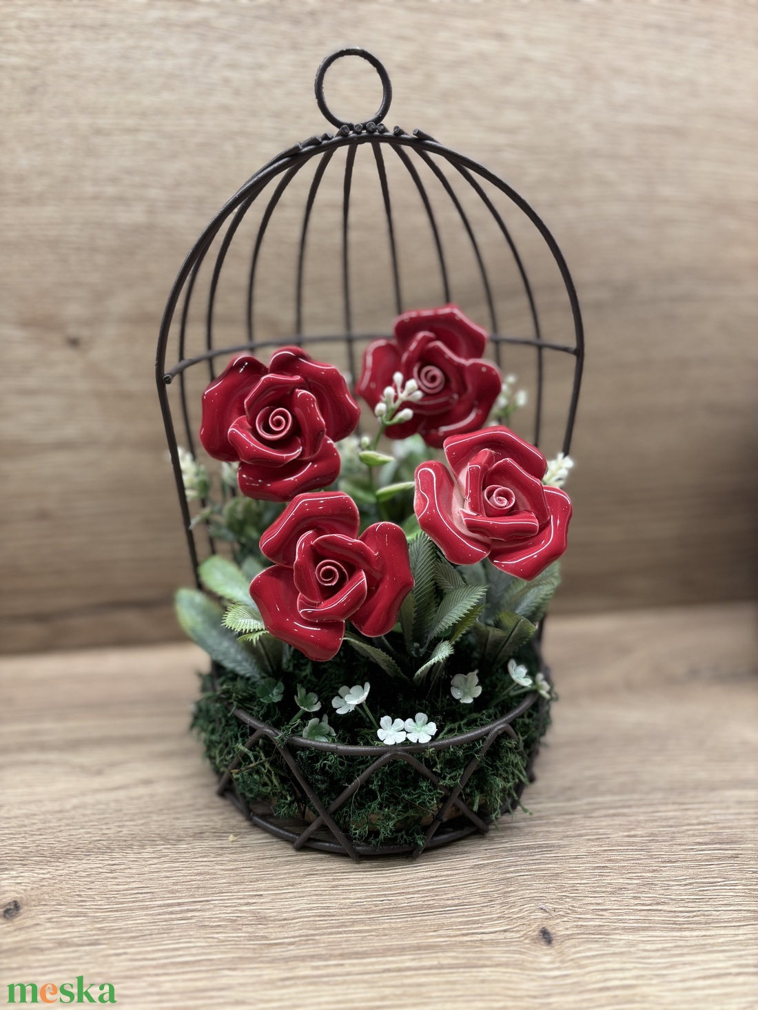 Kalitka kerámia rózsákkal - otthon & életmód - virágdekoráció - virágdíszek - asztali virágdísz - Meska.hu