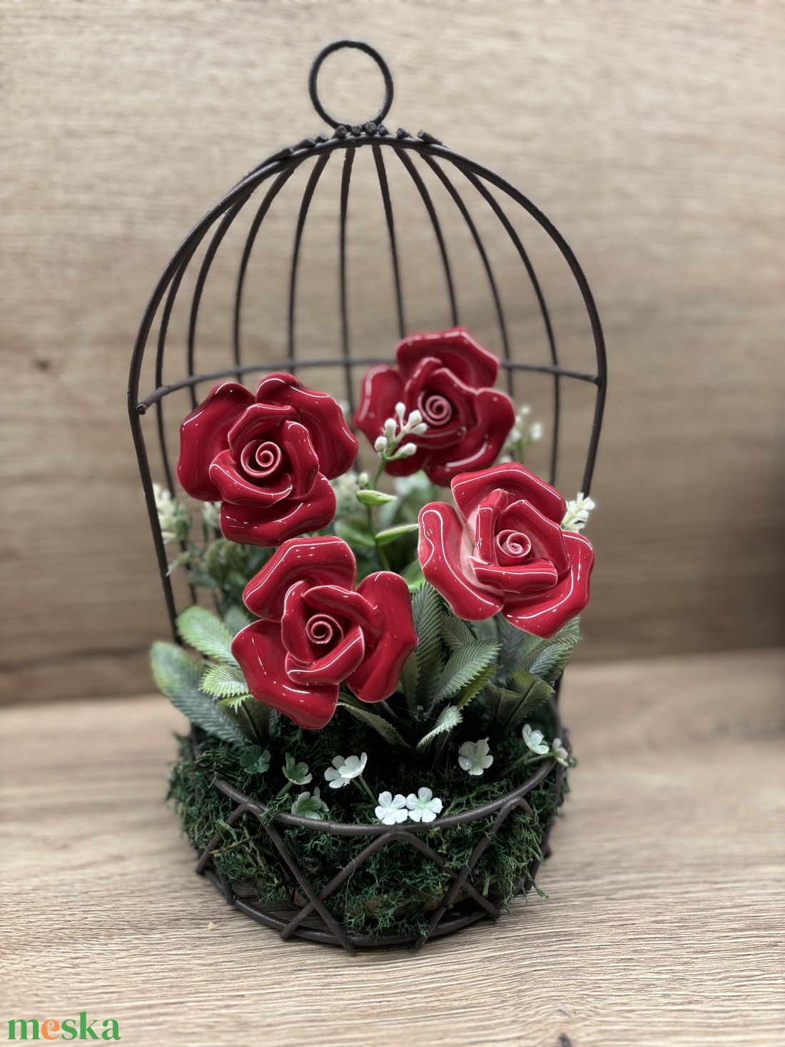 Kalitka kerámia rózsákkal - otthon & életmód - virágdekoráció - virágdíszek - asztali virágdísz - Meska.hu