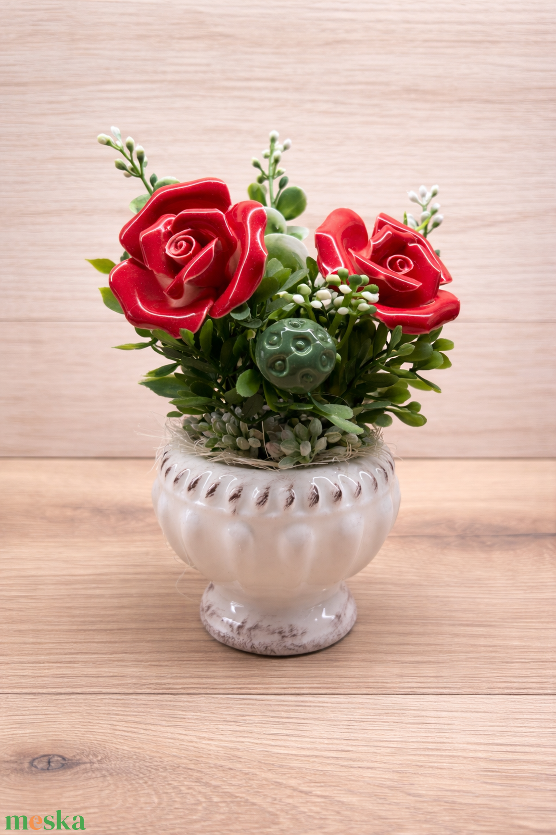 Kerámia rózsás kis kaspó - otthon & életmód - virágdekoráció - virágdíszek - asztali virágdísz - Meska.hu