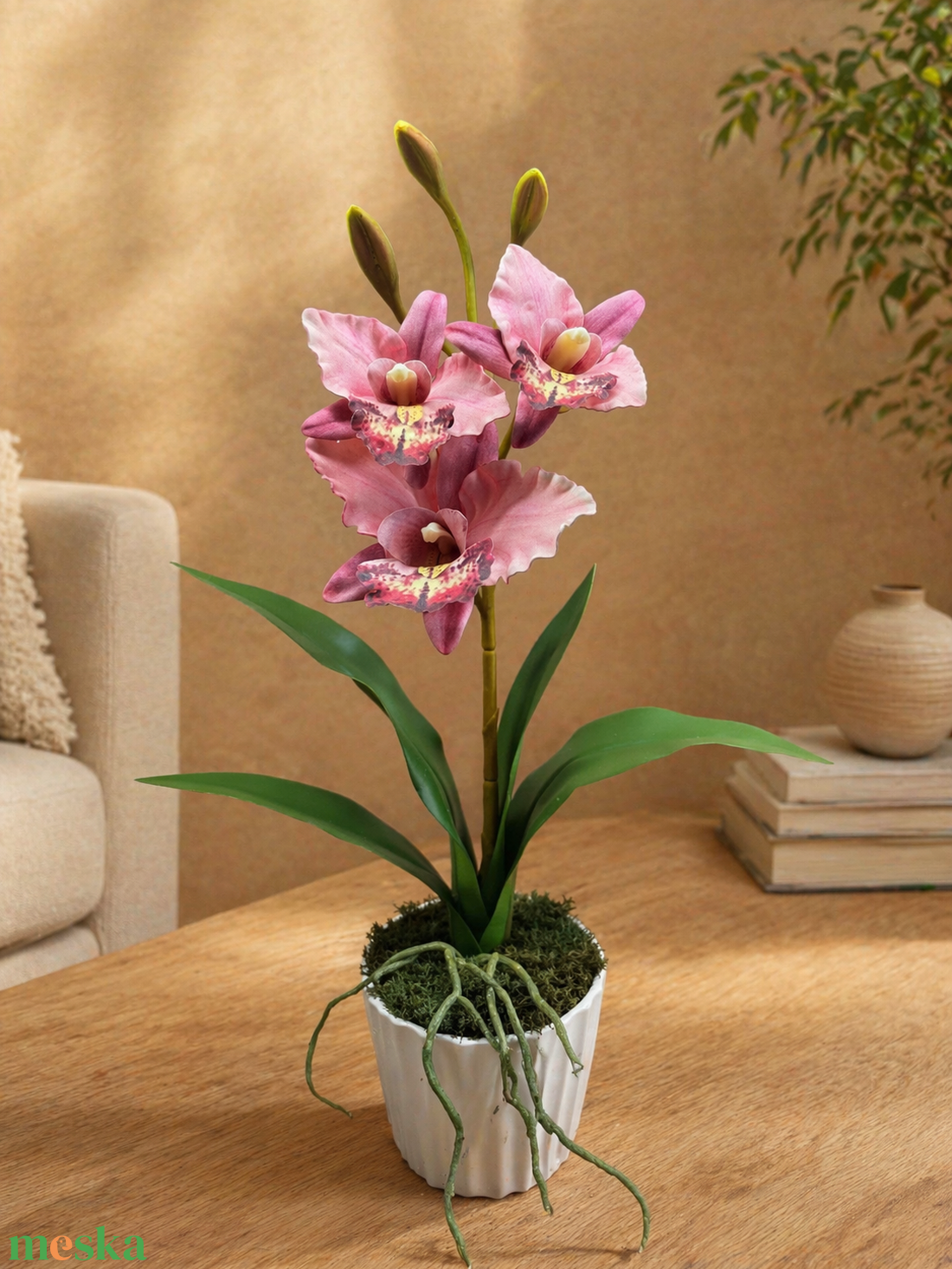 Élethű orchidea kaspóban - otthon & életmód - virágdekoráció - virágdíszek - asztali virágdísz - Meska.hu