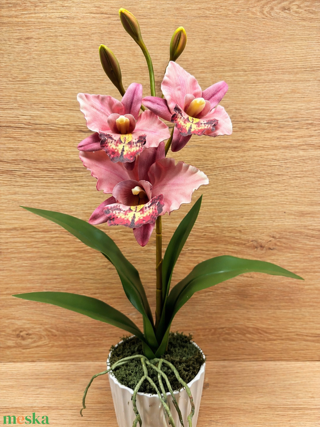 Élethű orchidea kaspóban - otthon & életmód - virágdekoráció - virágdíszek - asztali virágdísz - Meska.hu