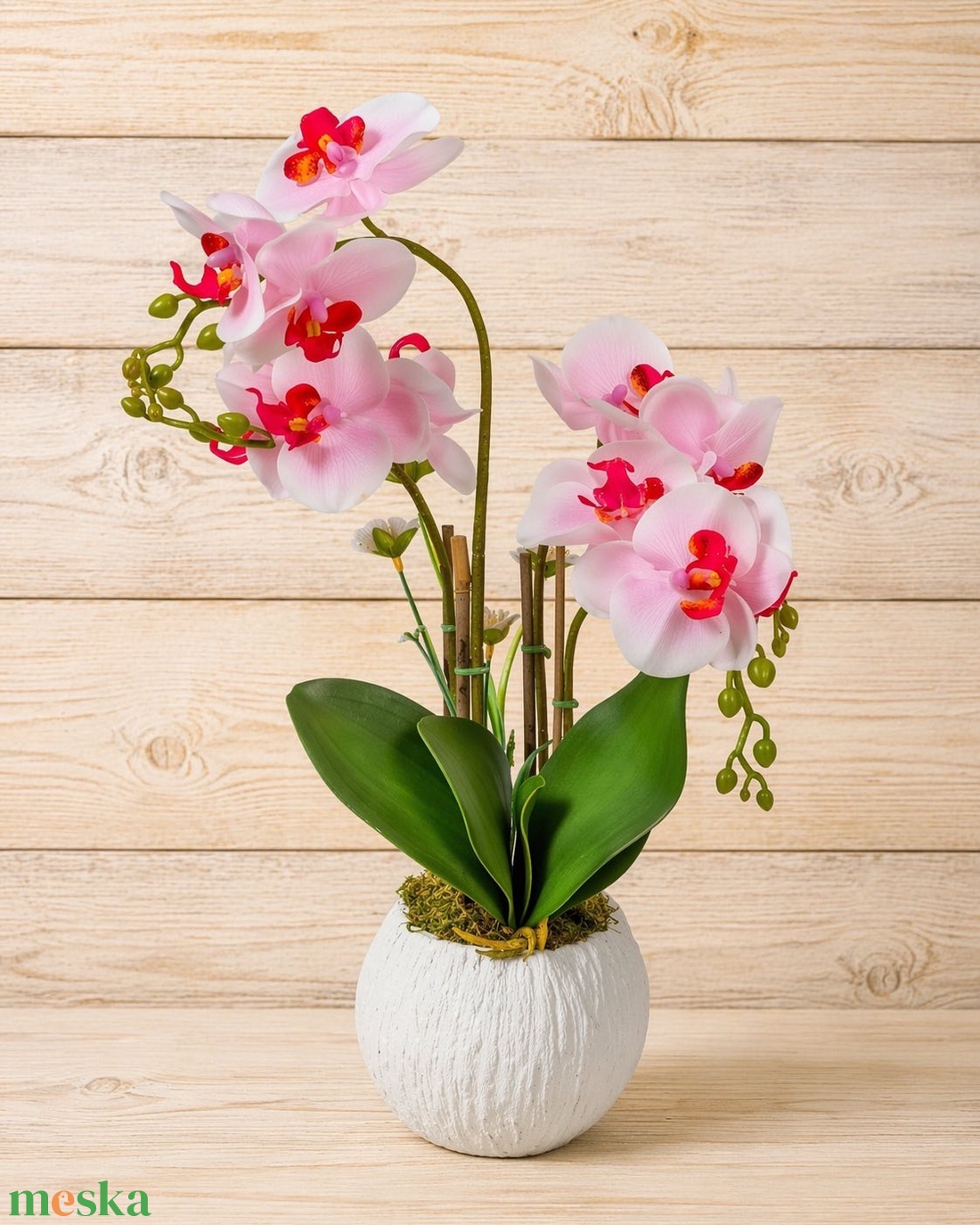 Élethű orchidea kaspóban - otthon & életmód - virágdekoráció - virágdíszek - asztali virágdísz - Meska.hu