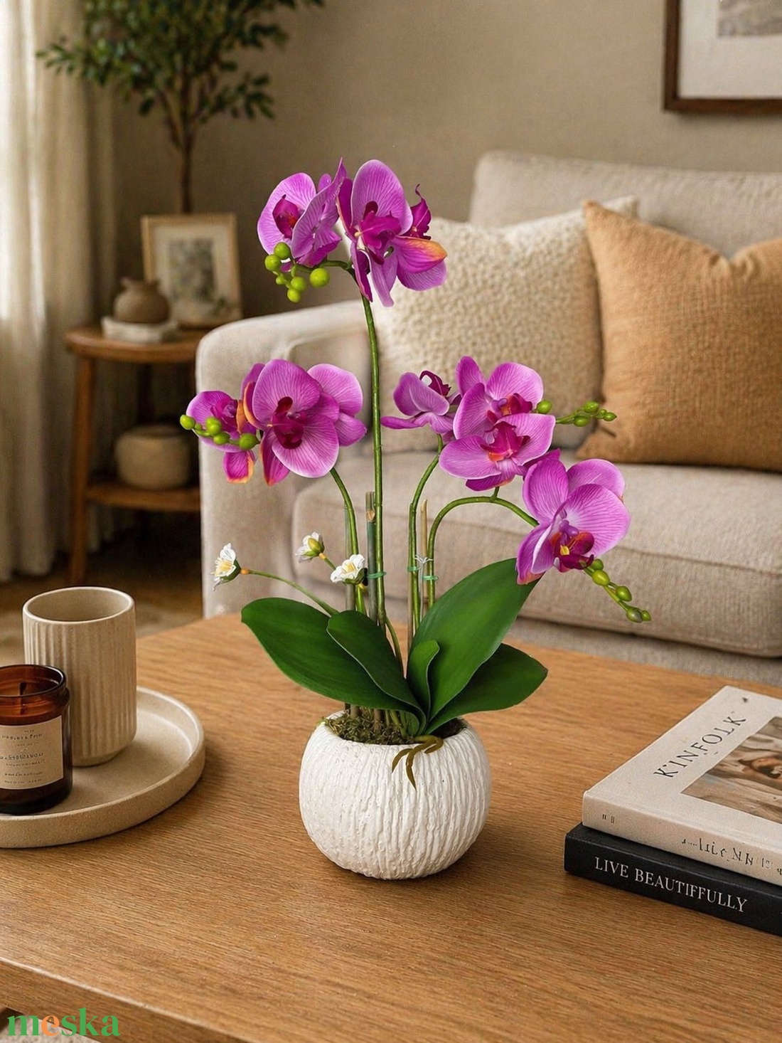 Élethű orchidea kaspóban - otthon & életmód - virágdekoráció - virágdíszek - asztali virágdísz - Meska.hu