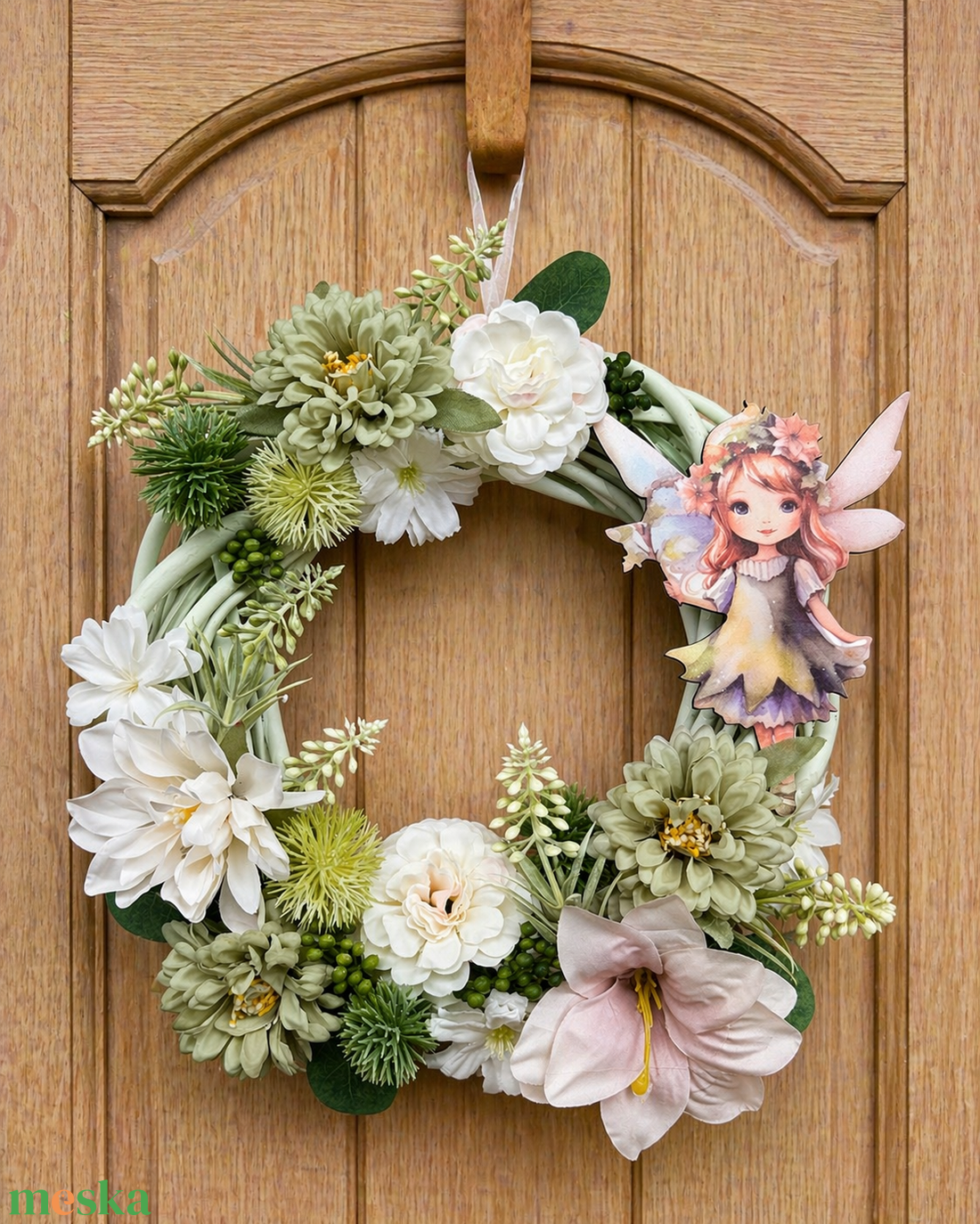 Vidám tündéres koszorú - otthon & életmód - dekoráció - ajtó- és ablak dekoráció - ajtódísz & kopogtató - Meska.hu