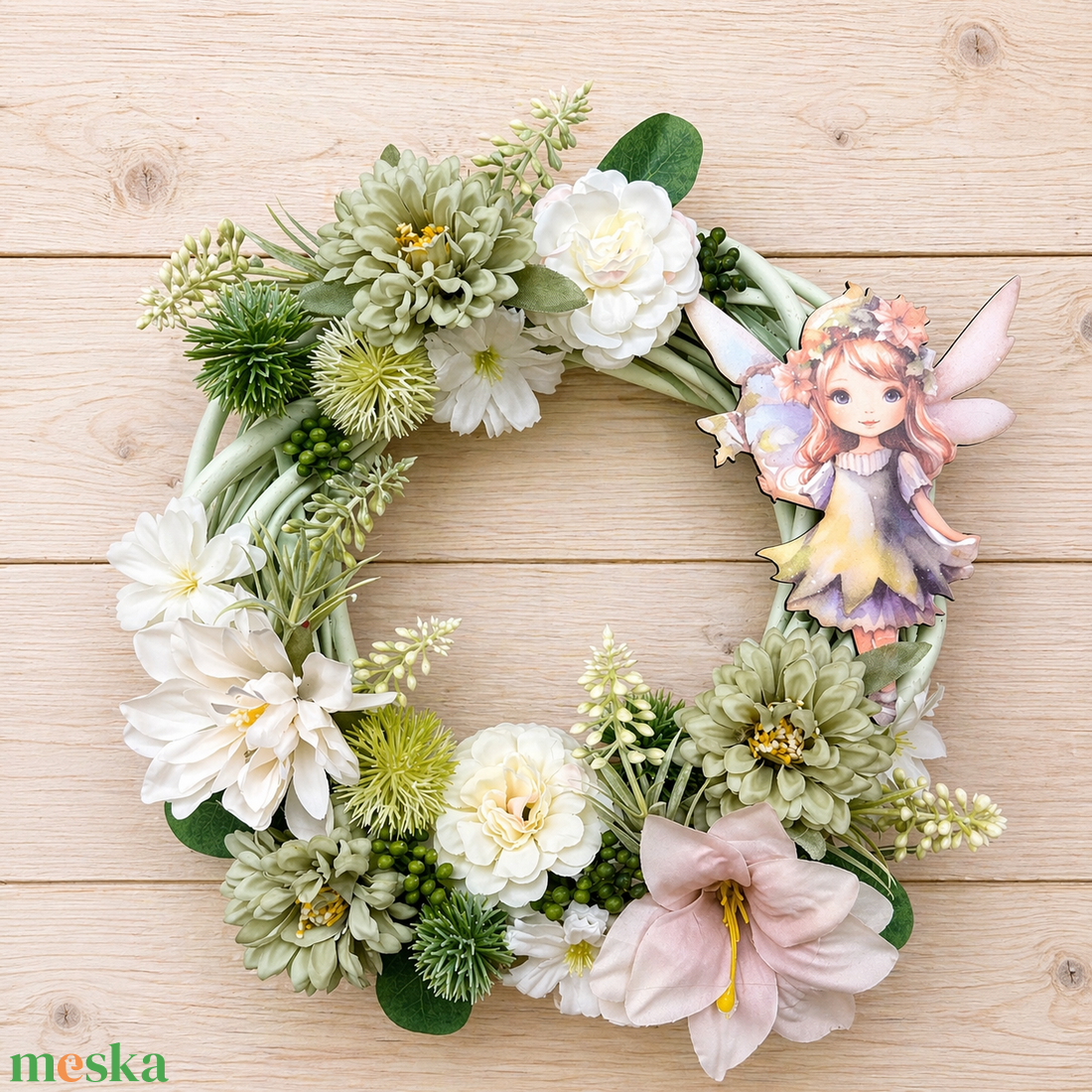 Vidám tündéres koszorú - otthon & életmód - dekoráció - ajtó- és ablak dekoráció - ajtódísz & kopogtató - Meska.hu