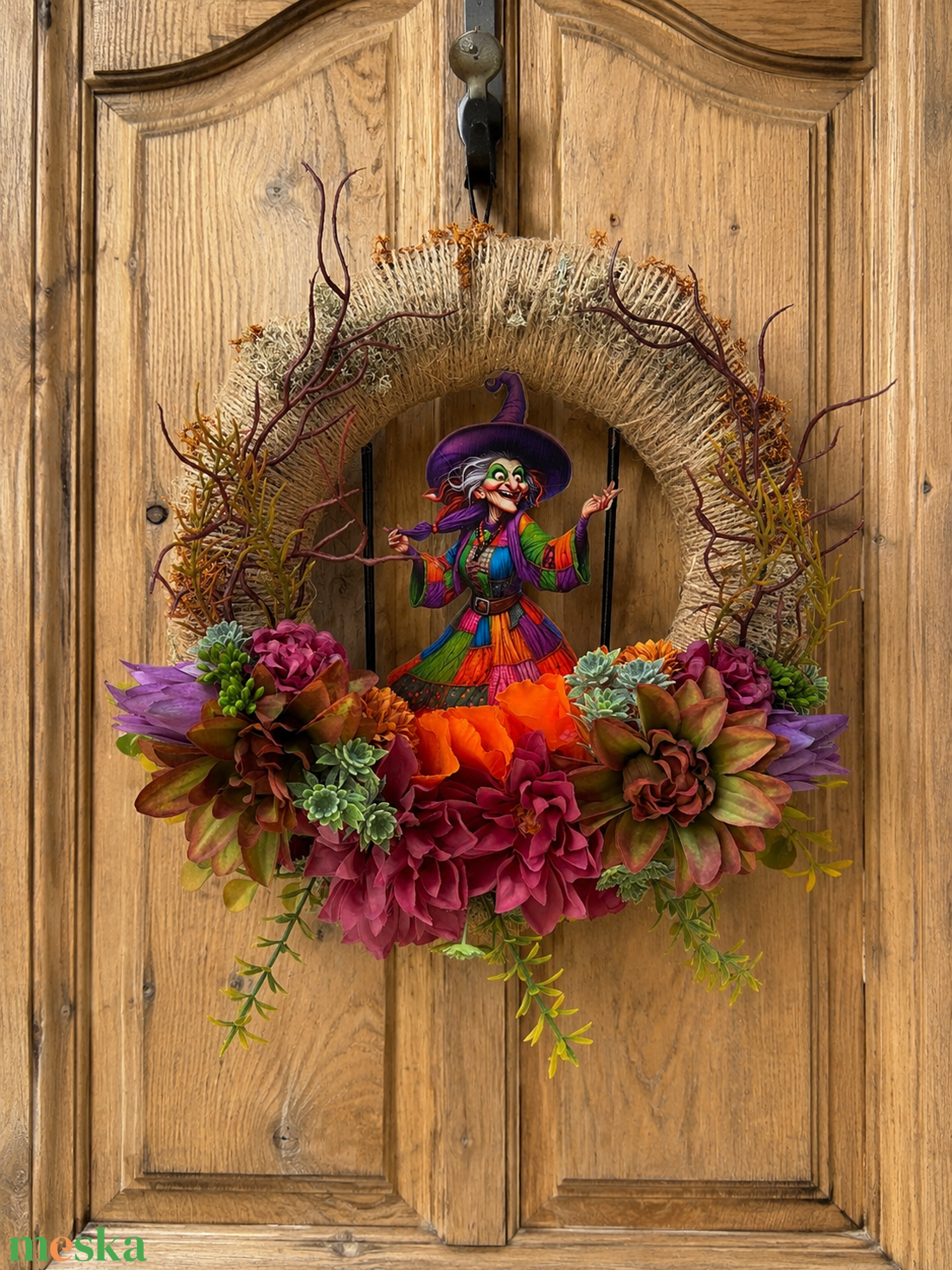 Boszorkányos őszi koszorú - otthon & életmód - dekoráció - halloween - halloweeni ajtódíszek és ablakdíszek - Meska.hu