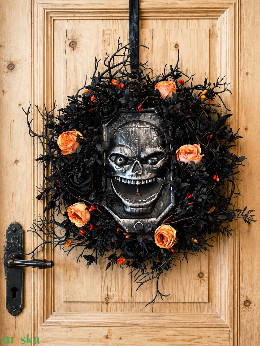 Halloween csengős koszorú - otthon & életmód - dekoráció - halloween - halloweeni ajtódíszek és ablakdíszek - Meska.hu