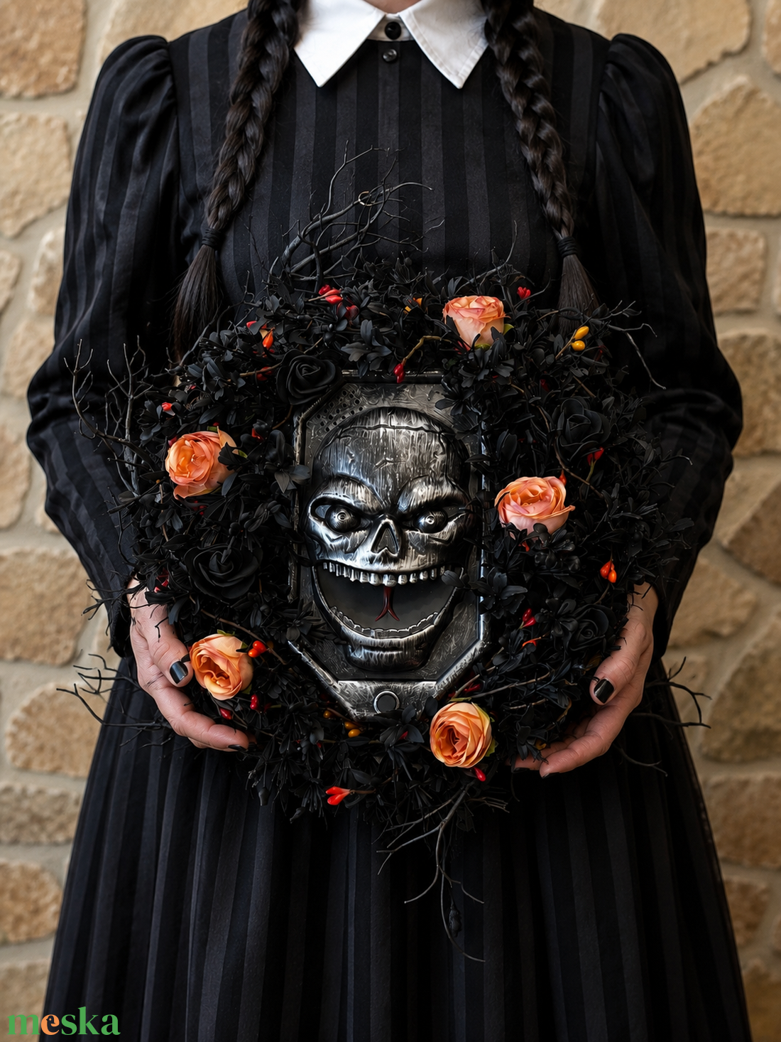 Halloween csengős koszorú - otthon & életmód - dekoráció - halloween - halloweeni ajtódíszek és ablakdíszek - Meska.hu