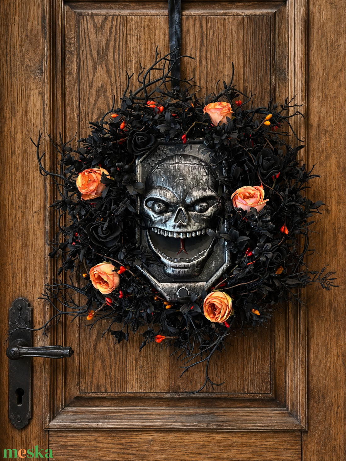 Halloween csengős koszorú - otthon & életmód - dekoráció - halloween - halloweeni ajtódíszek és ablakdíszek - Meska.hu