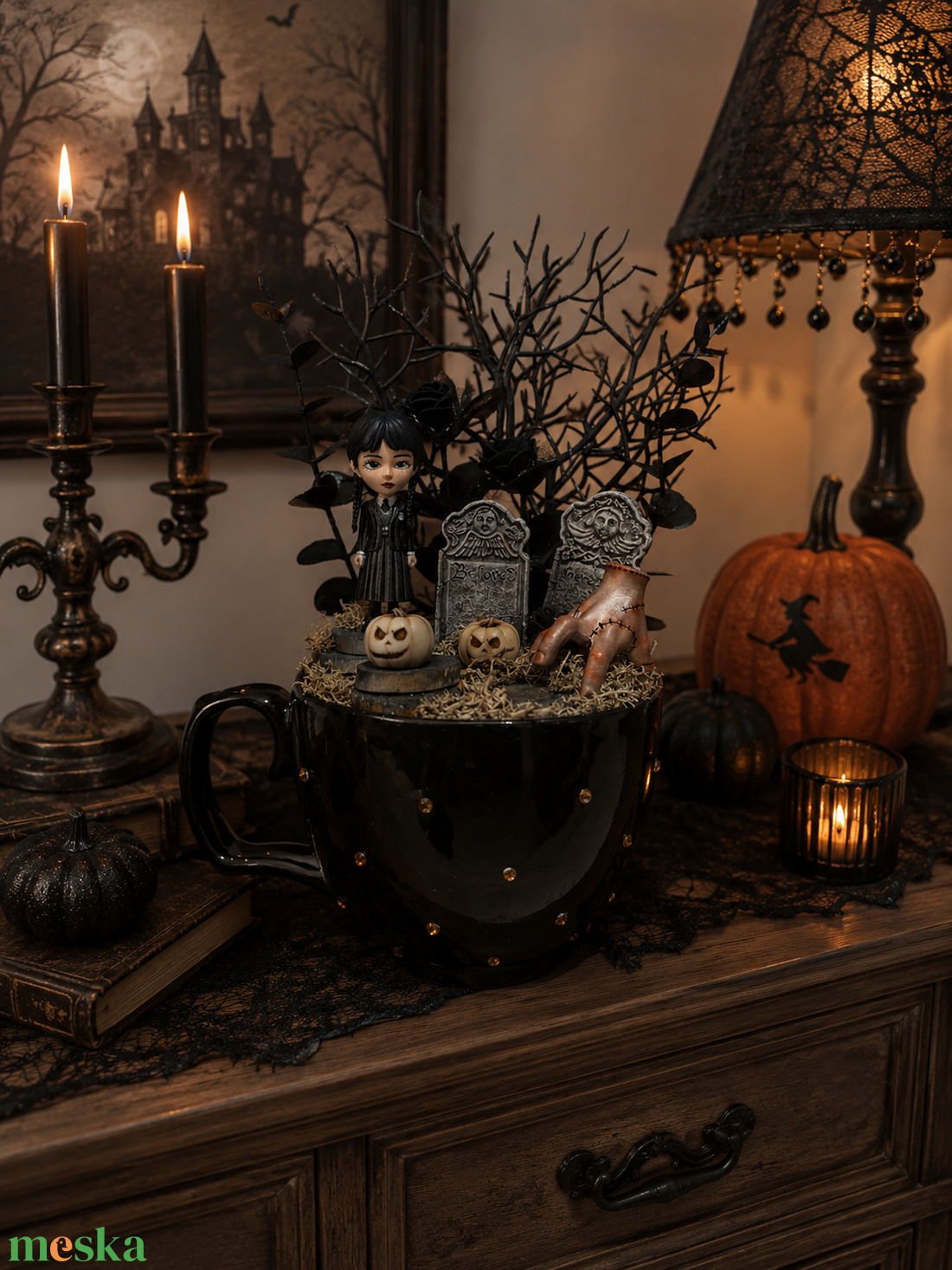 Wednesday és Izé halloween dekoráció - otthon & életmód - dekoráció - halloween - halloweeni dekoráció - Meska.hu