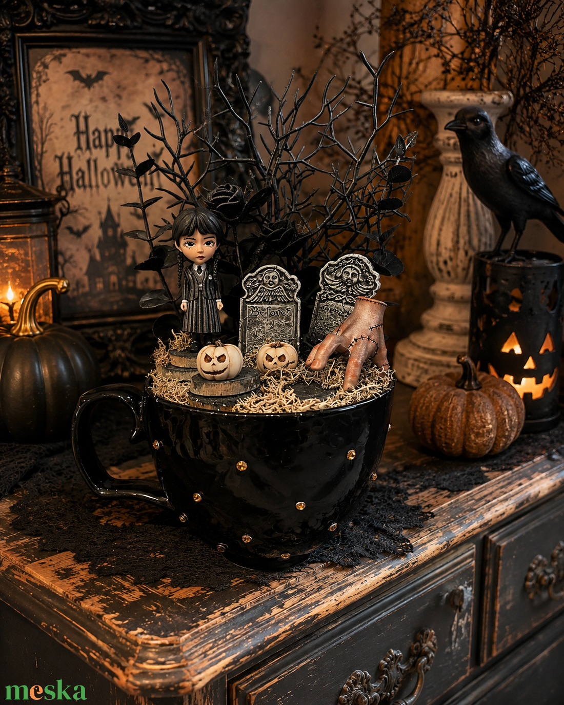 Wednesday és Izé halloween dekoráció - otthon & életmód - dekoráció - halloween - halloweeni dekoráció - Meska.hu