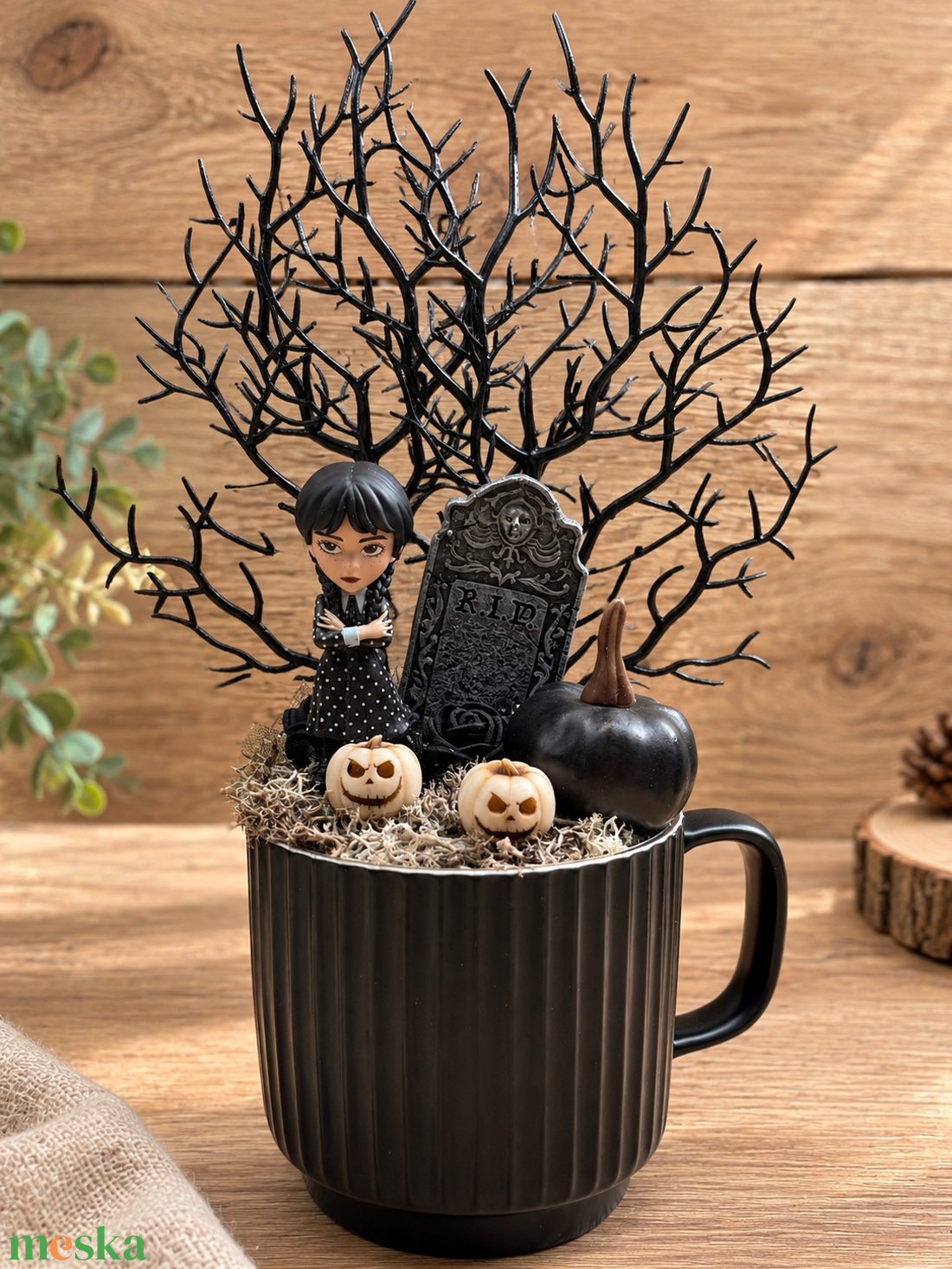 Wednesday bögrés dísz - otthon & életmód - dekoráció - halloween - halloweeni dekoráció - Meska.hu