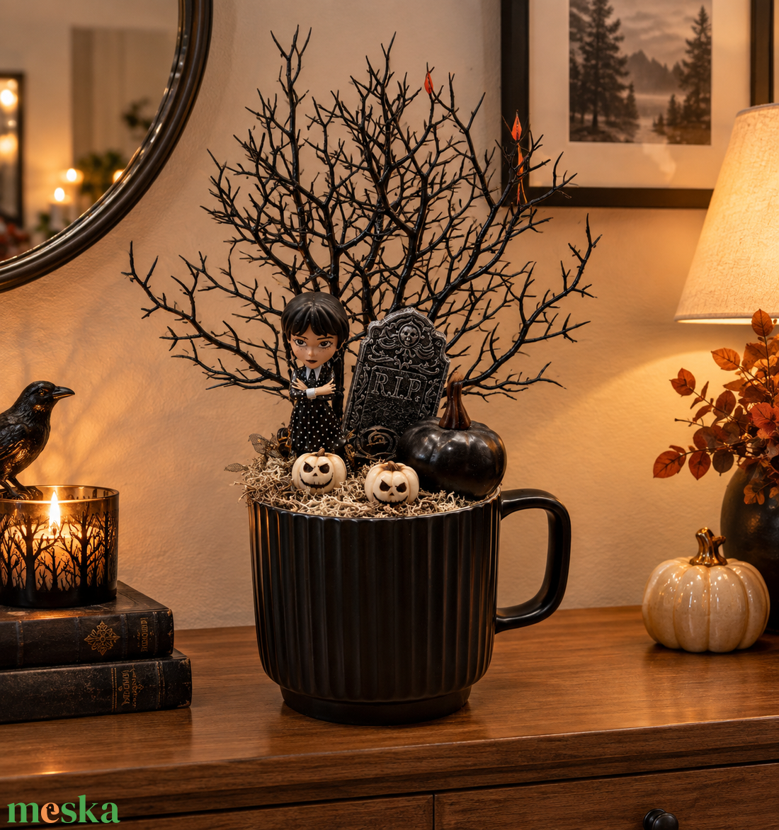 Wednesday bögrés dísz - otthon & életmód - dekoráció - halloween - halloweeni dekoráció - Meska.hu