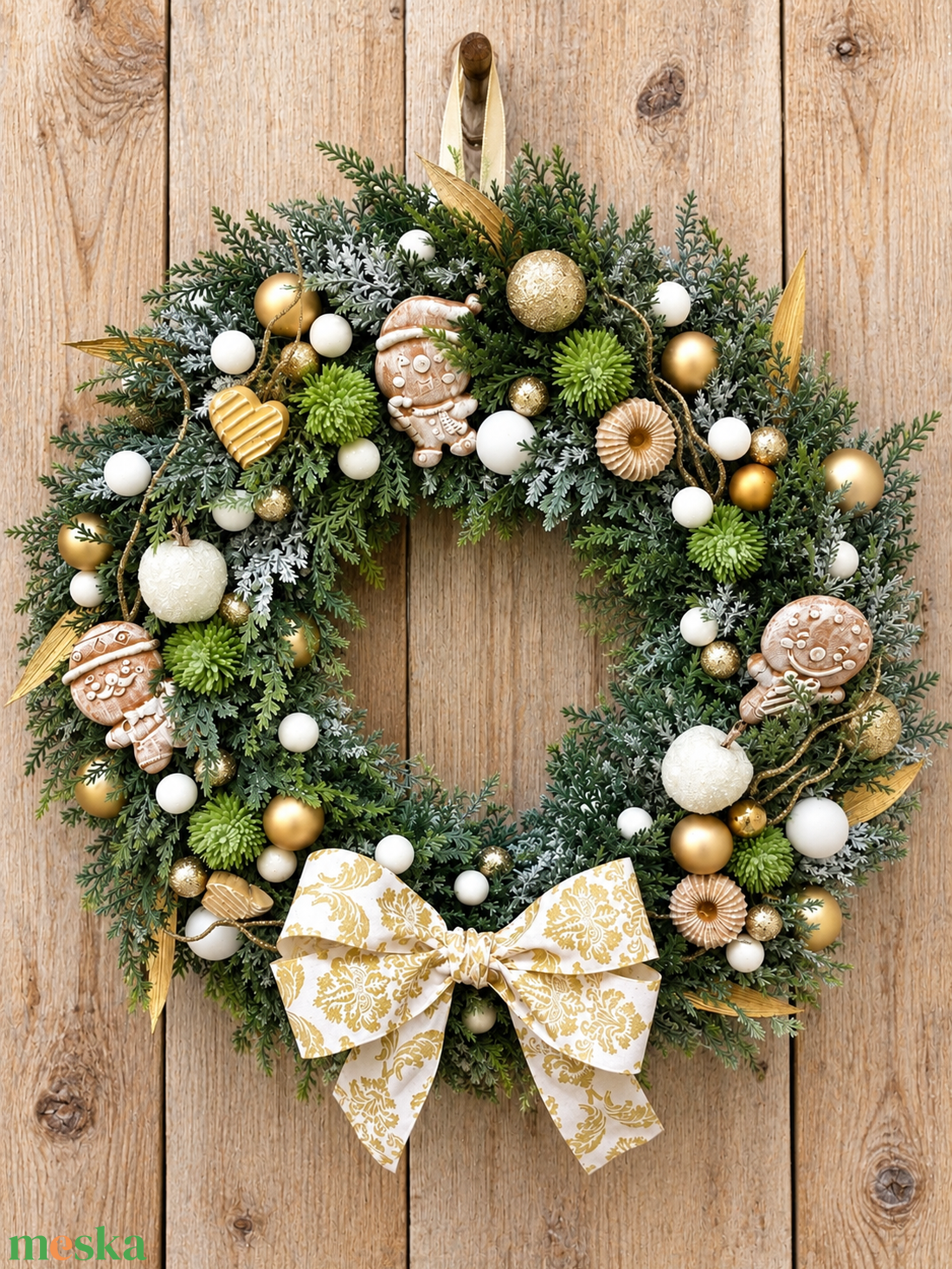 Mézeskalácsos karácsonyi koszorú - karácsony - karácsonyi lakásdekoráció - karácsonyi ajtódíszek - Meska.hu