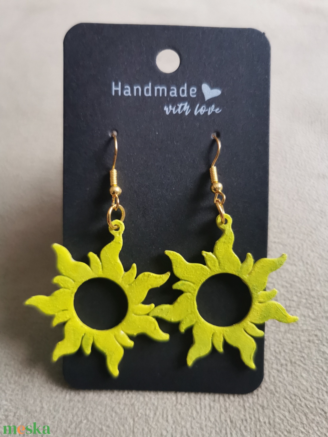 Nap fülbevaló  - ékszer - fülbevaló - lógós kerek fülbevaló - Meska.hu