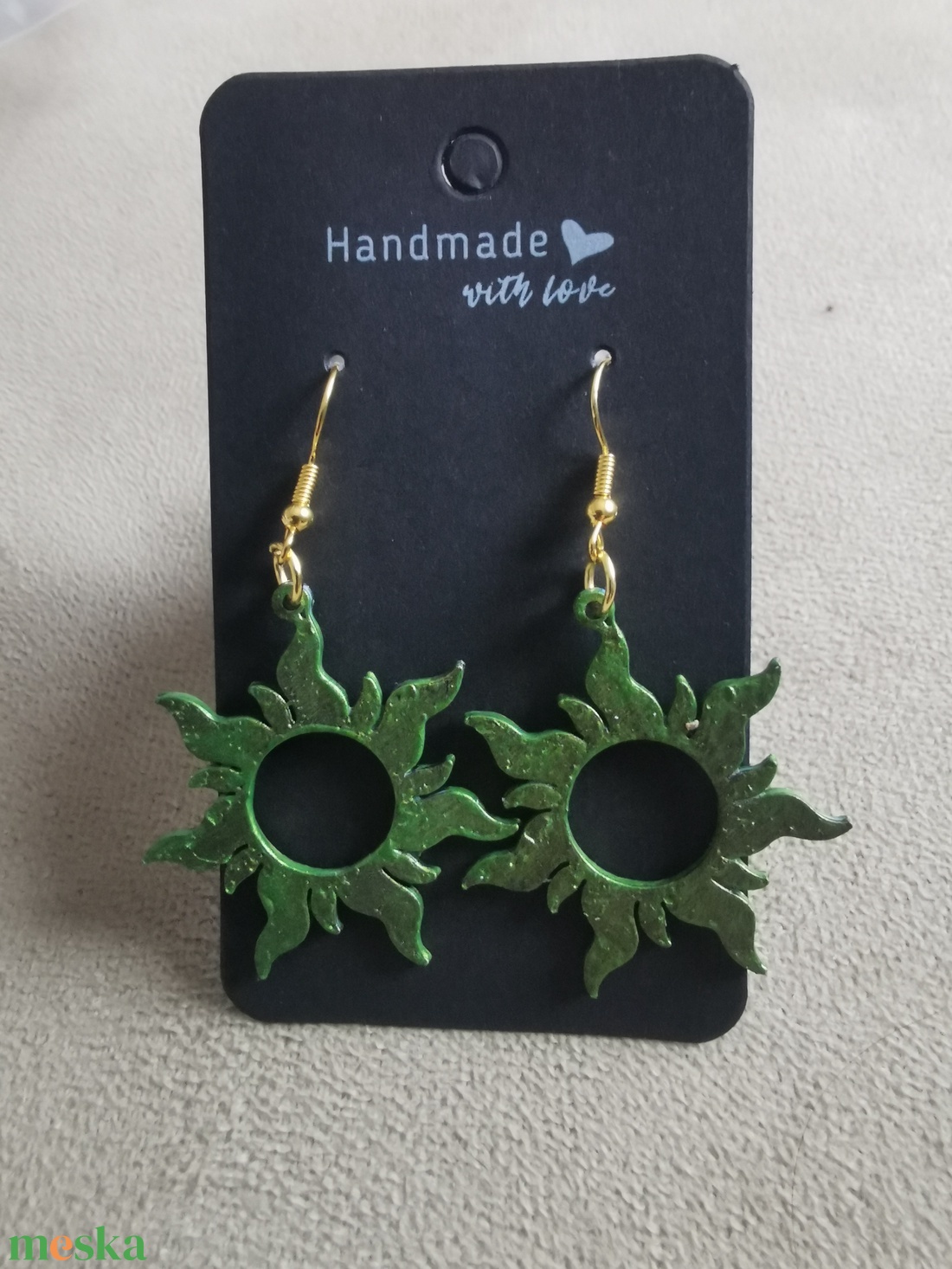 Nap fülbevaló  - ékszer - fülbevaló - lógós kerek fülbevaló - Meska.hu