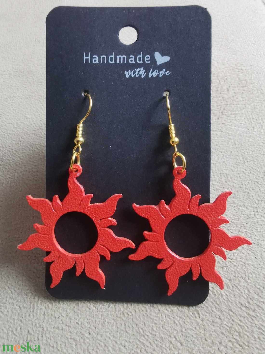 Nap fülbevaló  - ékszer - fülbevaló - lógós kerek fülbevaló - Meska.hu