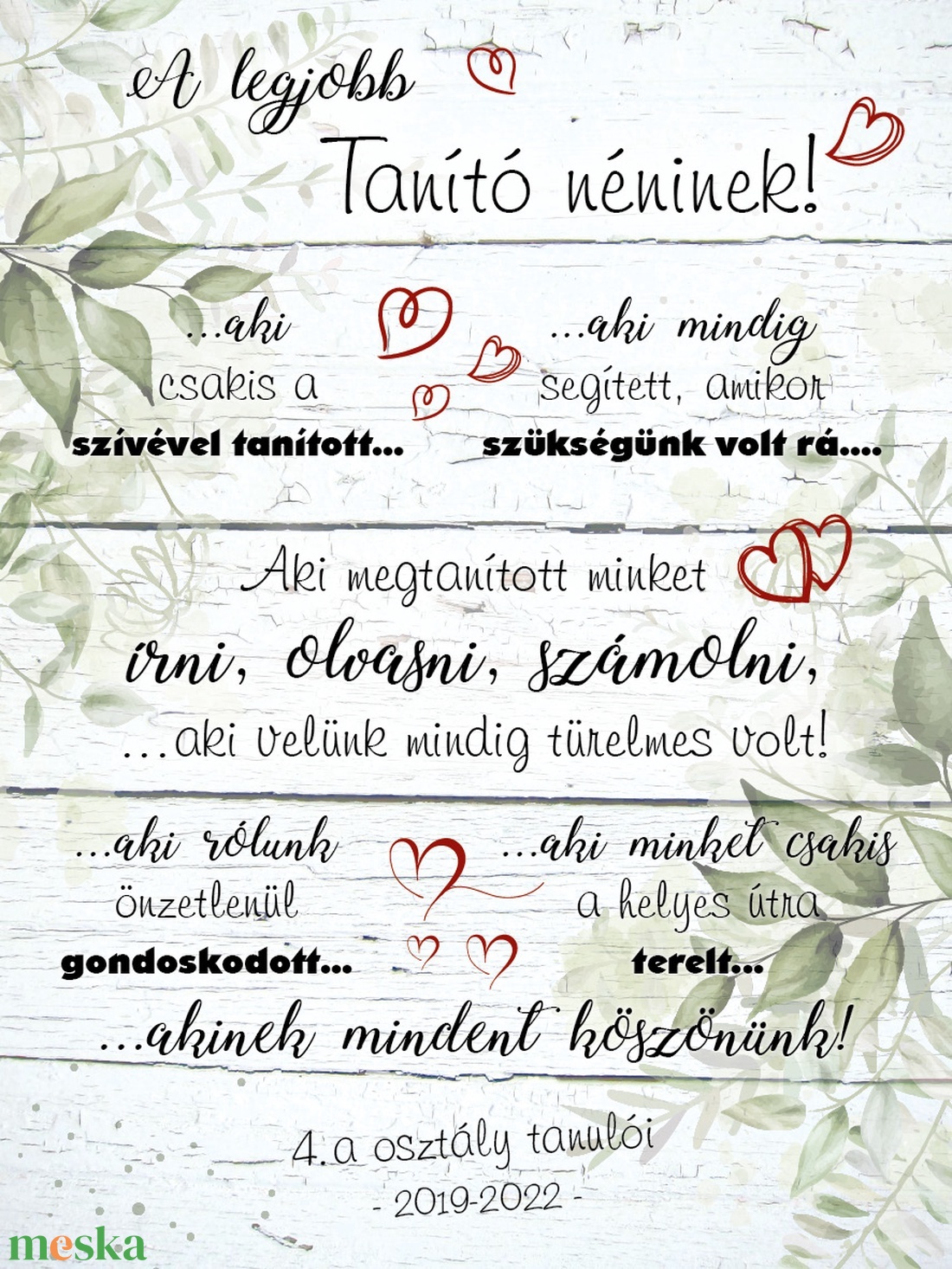 Legjobb tanító néni feliratú falikép - Tanító néniknek ballagásra, búcsú ajándéknak - otthon & életmód - dekoráció - kép & falikép - poszter - Meska.hu