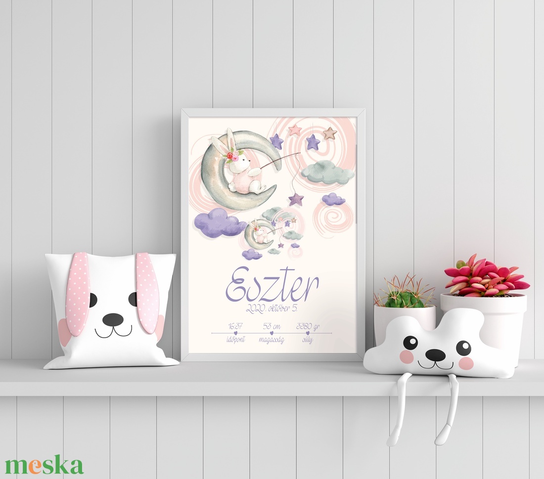 Névre szóló születésnapi babaposzter kislányoknak - babaszoba - gyerekszoba - újszülött kép - otthon & életmód - dekoráció - kép & falikép - plakát - Meska.hu