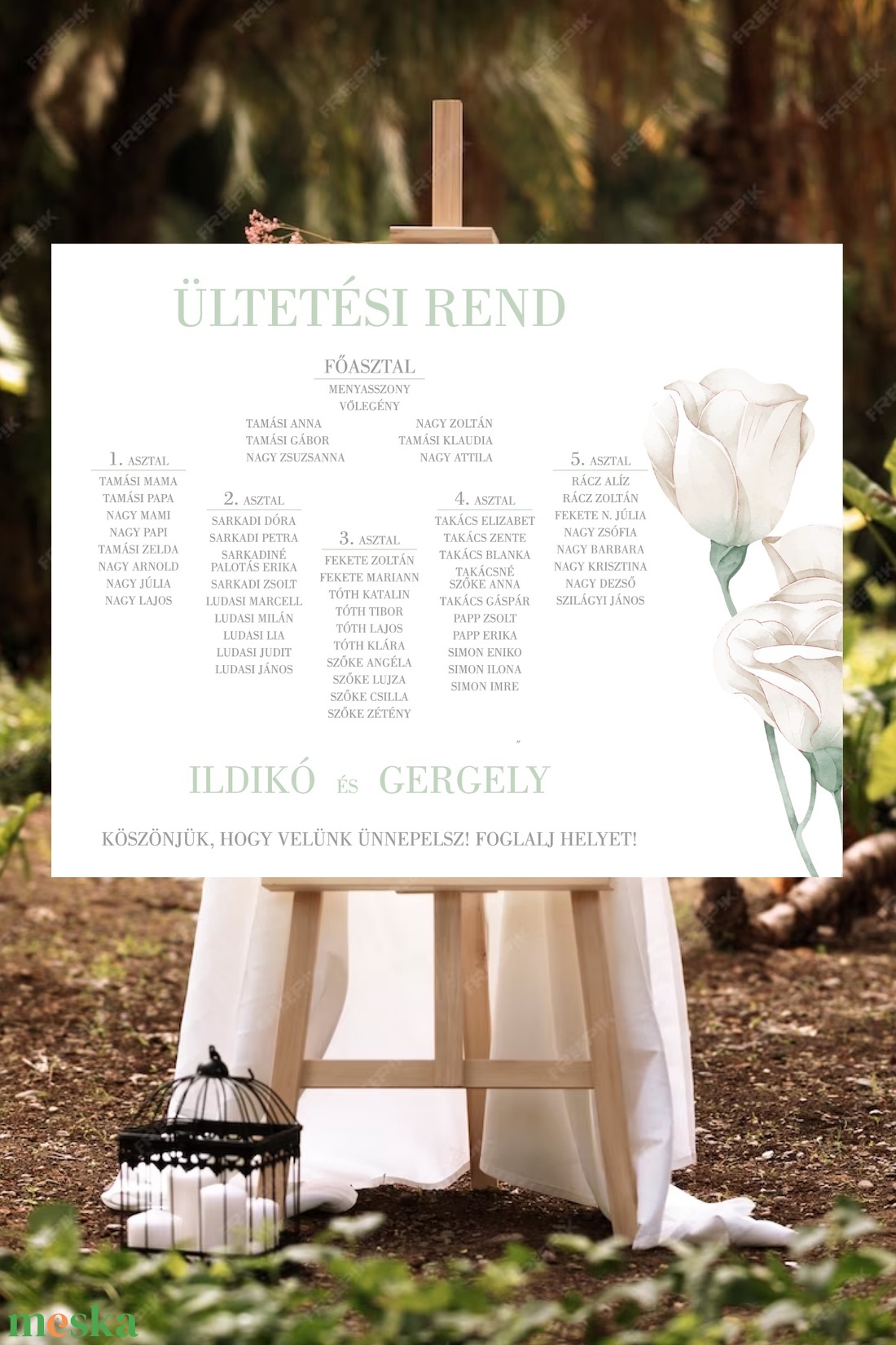 Fehér rózsás - ültetési rend - esküvő - meghívó & kártya - ültetési rend - Meska.hu Fehér rózsás - ültetési rend - esküvő - meghívó & kártya - ültetési rend - Meska.hu