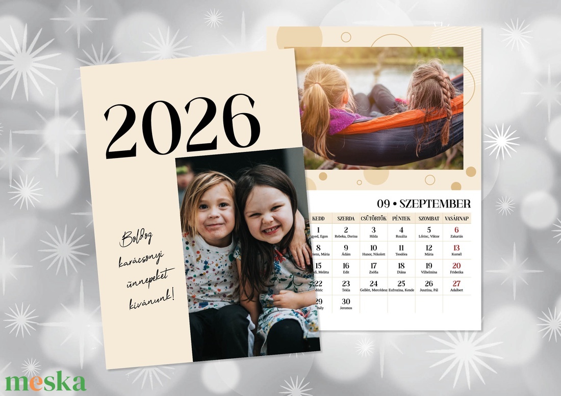 2026-os falinaptár - egyedi fényképes/családi falinaptár - névnapos falinaptár  - otthon & életmód - dekoráció - fali és függő dekoráció - falinaptár & öröknaptár - Meska.hu
