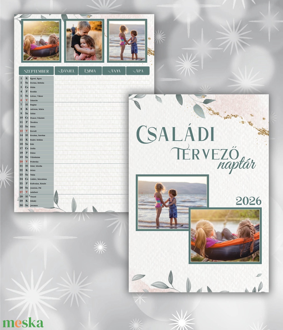 2026-os családi tervező naptár - falinaptár - egyedi fényképes/családi falinaptár - névnapos falinaptár  - otthon & életmód - dekoráció - fali és függő dekoráció - falinaptár & öröknaptár - Meska.hu