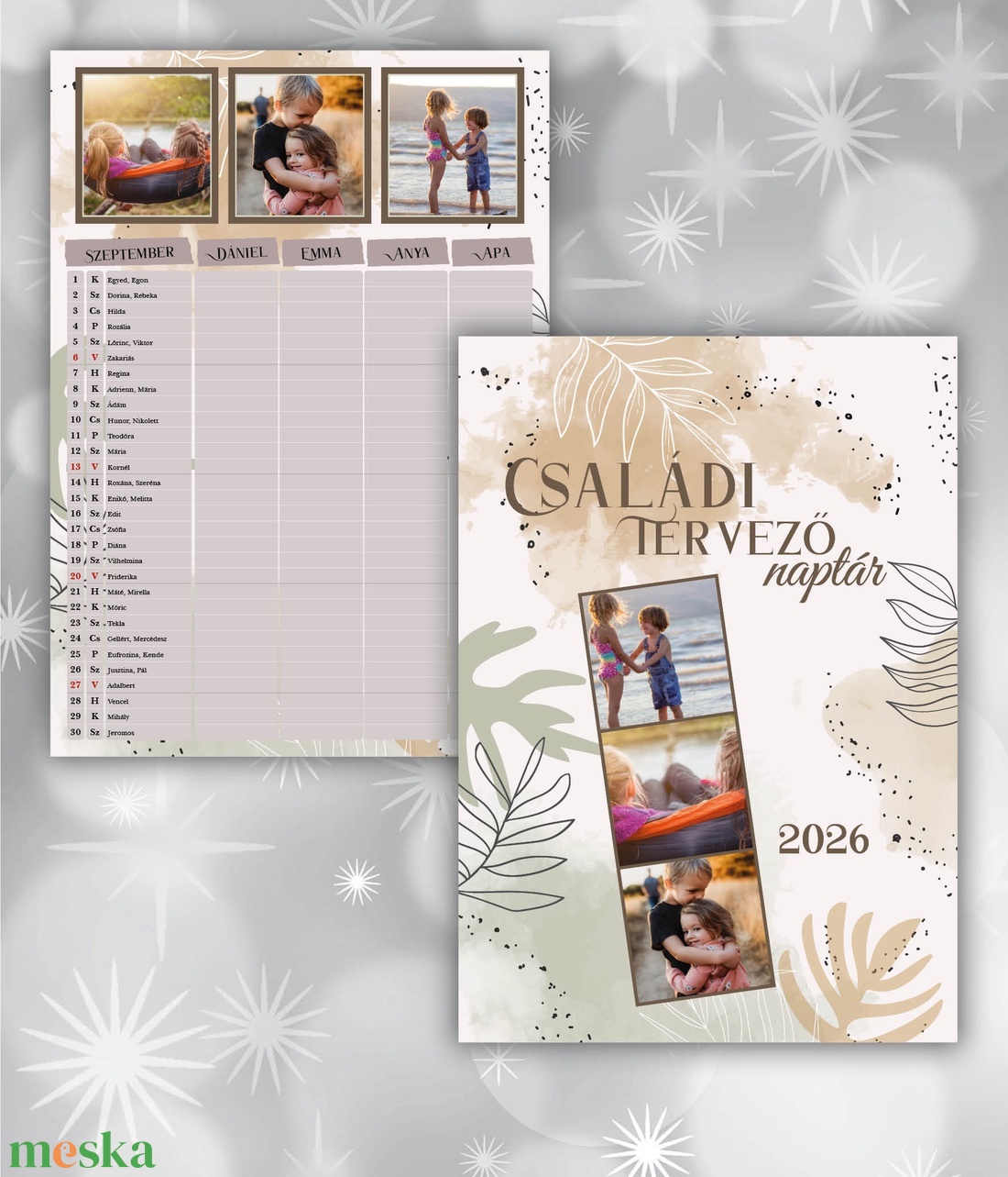2026-os családi tervező naptár - falinaptár - egyedi fényképes/családi falinaptár - névnapos falinaptár  - otthon & életmód - dekoráció - fali és függő dekoráció - falinaptár & öröknaptár - Meska.hu