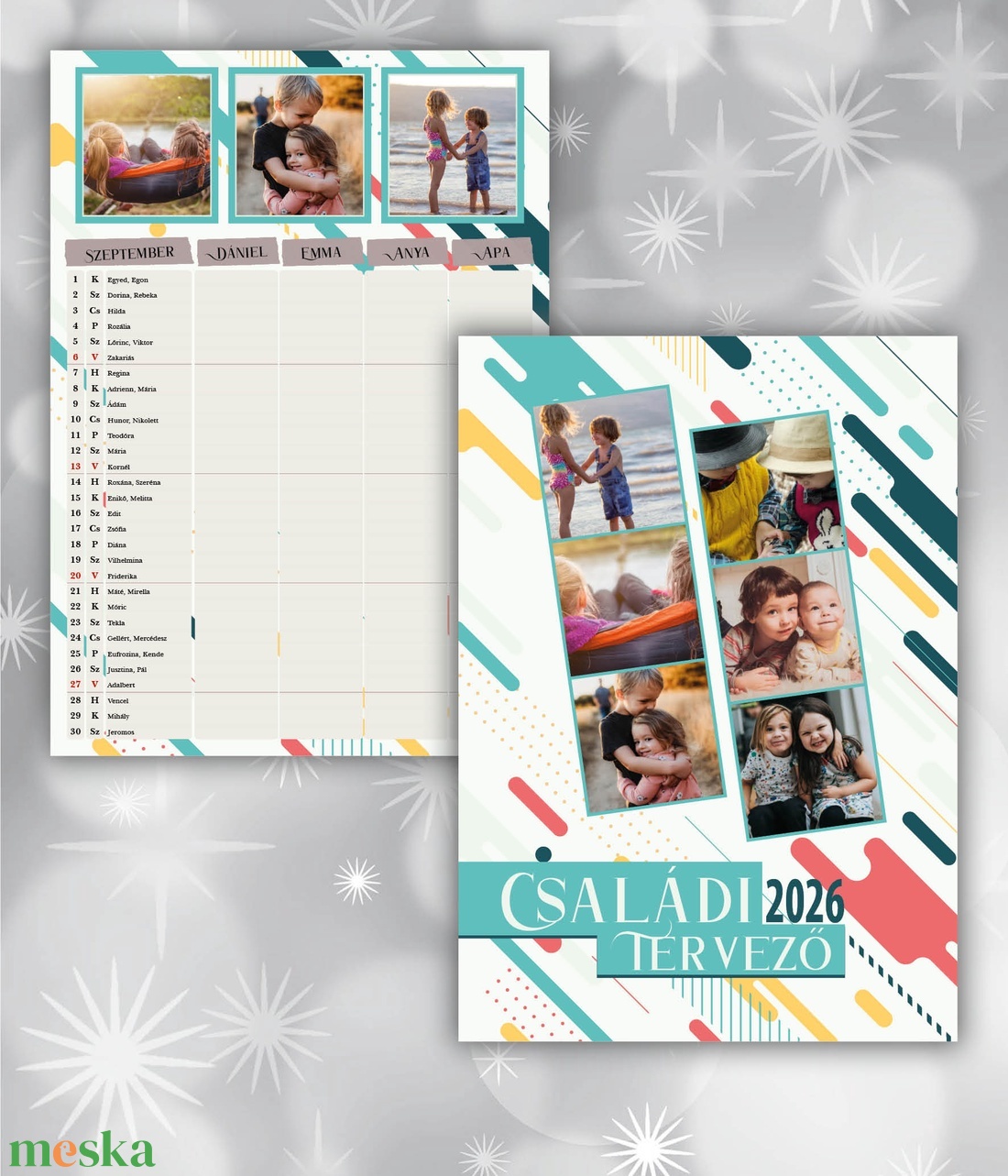 2026-os családi tervező naptár - falinaptár - egyedi fényképes/családi falinaptár - névnapos falinaptár  - otthon & életmód - dekoráció - fali és függő dekoráció - falinaptár & öröknaptár - Meska.hu