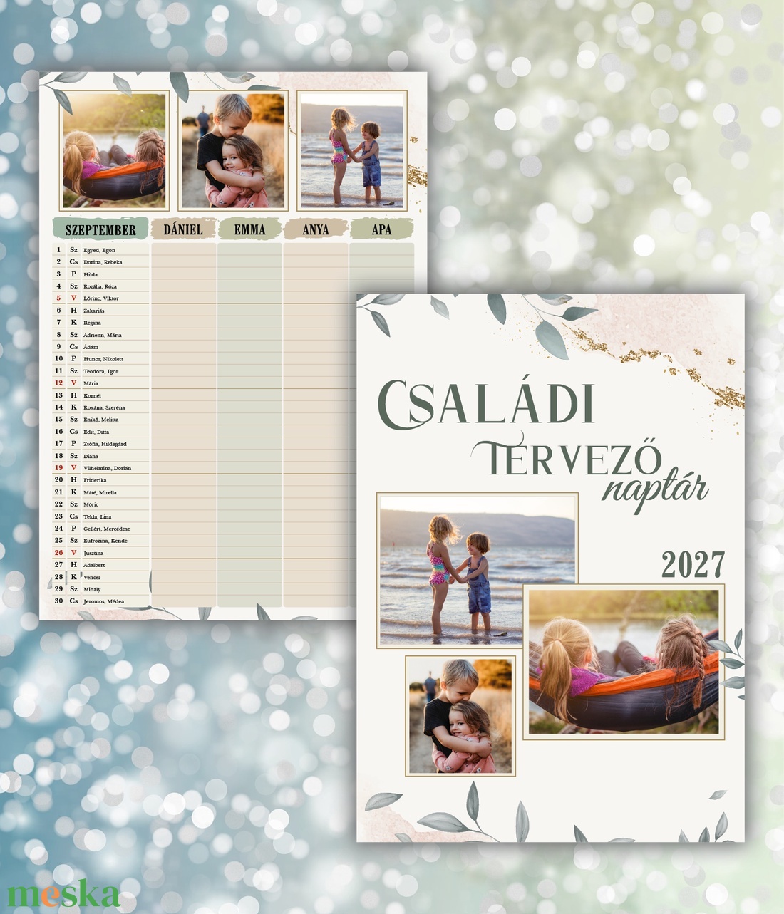 2027-es családi tervező naptár - falinaptár - egyedi fényképes/családi falinaptár - névnapos falinaptár  - otthon & életmód - dekoráció - fali és függő dekoráció - falinaptár & öröknaptár - Meska.hu