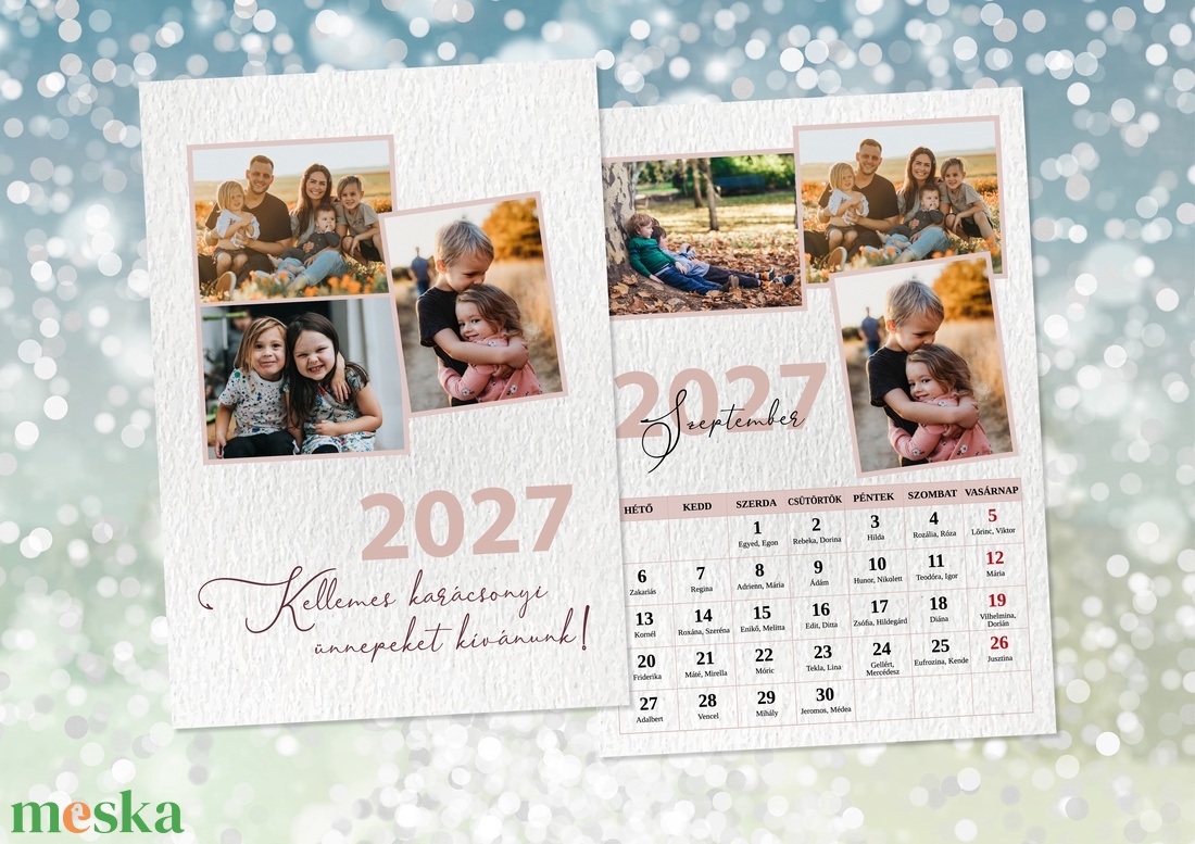 2027-es falinaptár - egyedi fényképes/családi falinaptár - névnapos falinaptár  - otthon & életmód - dekoráció - fali és függő dekoráció - falinaptár & öröknaptár - Meska.hu