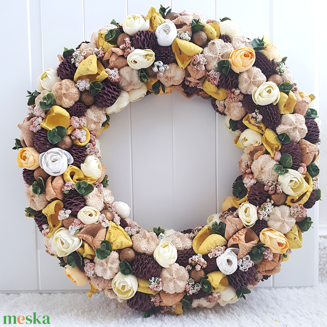 Kopogtató termésekkel és virágokkal - otthon & életmód - dekoráció - ajtó- és ablak dekoráció - ajtódísz & kopogtató - Meska.hu