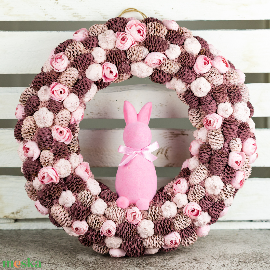 Rózsaszín nyuszis kopogtató - otthon & életmód - dekoráció - ajtó- és ablak dekoráció - ajtódísz & kopogtató - Meska.hu