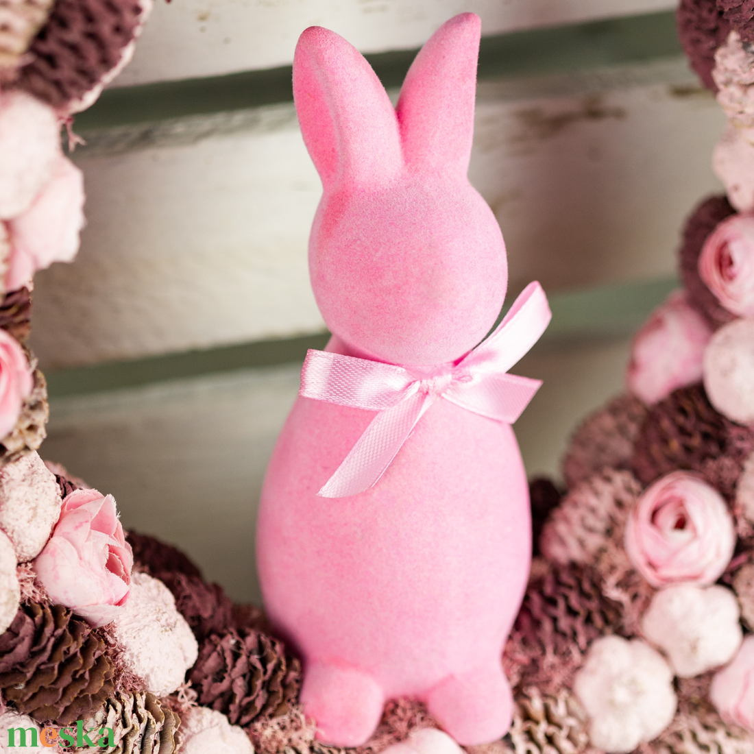 Rózsaszín nyuszis kopogtató - otthon & életmód - dekoráció - ajtó- és ablak dekoráció - ajtódísz & kopogtató - Meska.hu