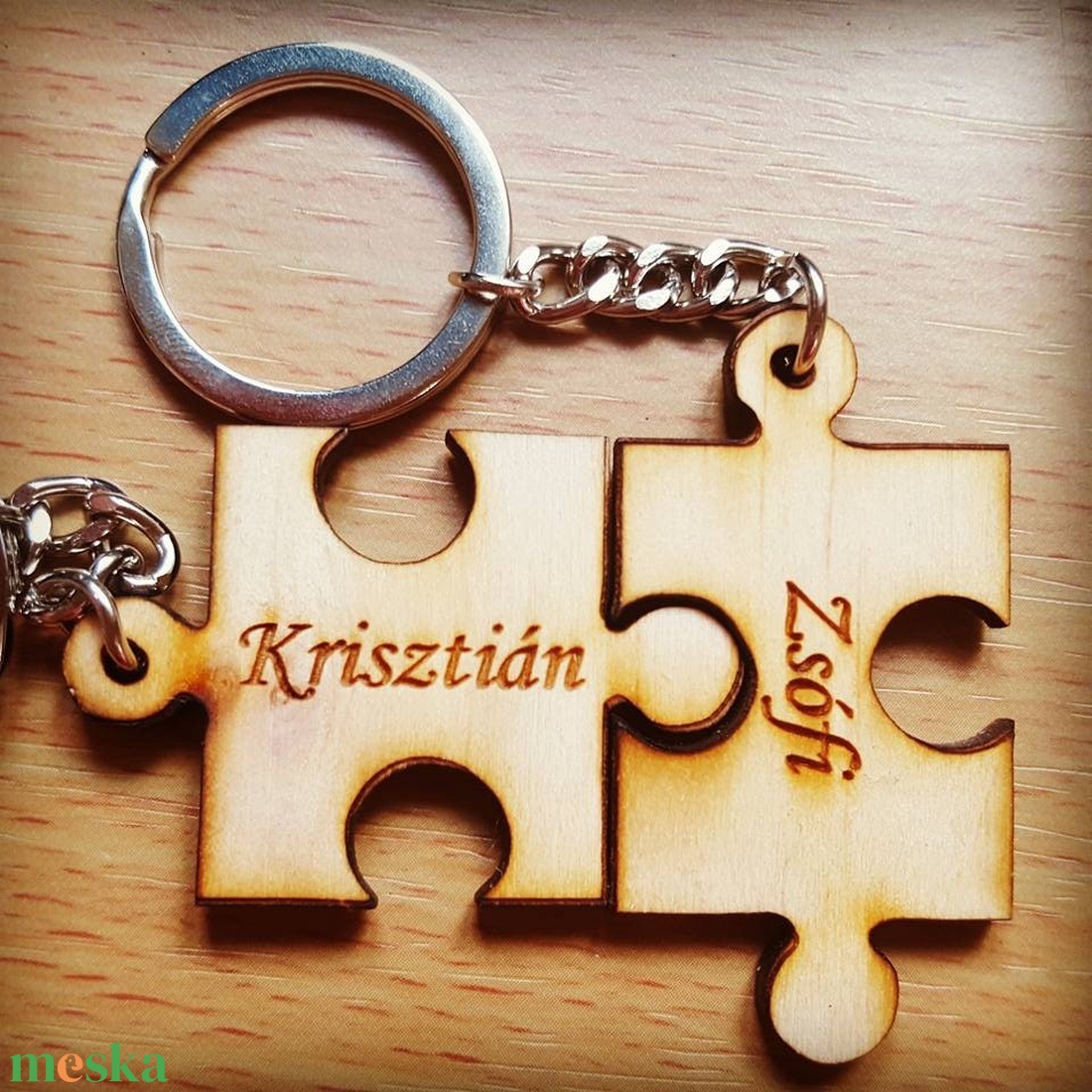 Dupla, puzzle kulcstartó, egyedi, más névvel is kérhető - táska & tok - kulcstartó & táskadísz - kulcstartó - Meska.hu