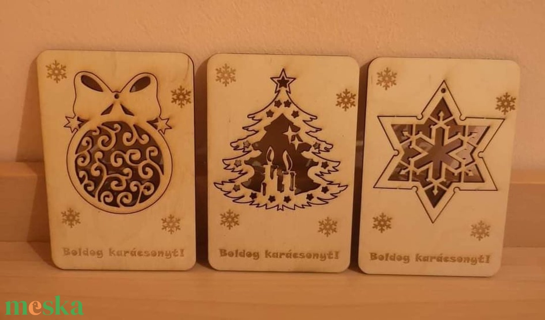 Karácsonyi képeslap - karácsony - karácsonyi lakásdekoráció - karácsonyfadíszek - Meska.hu