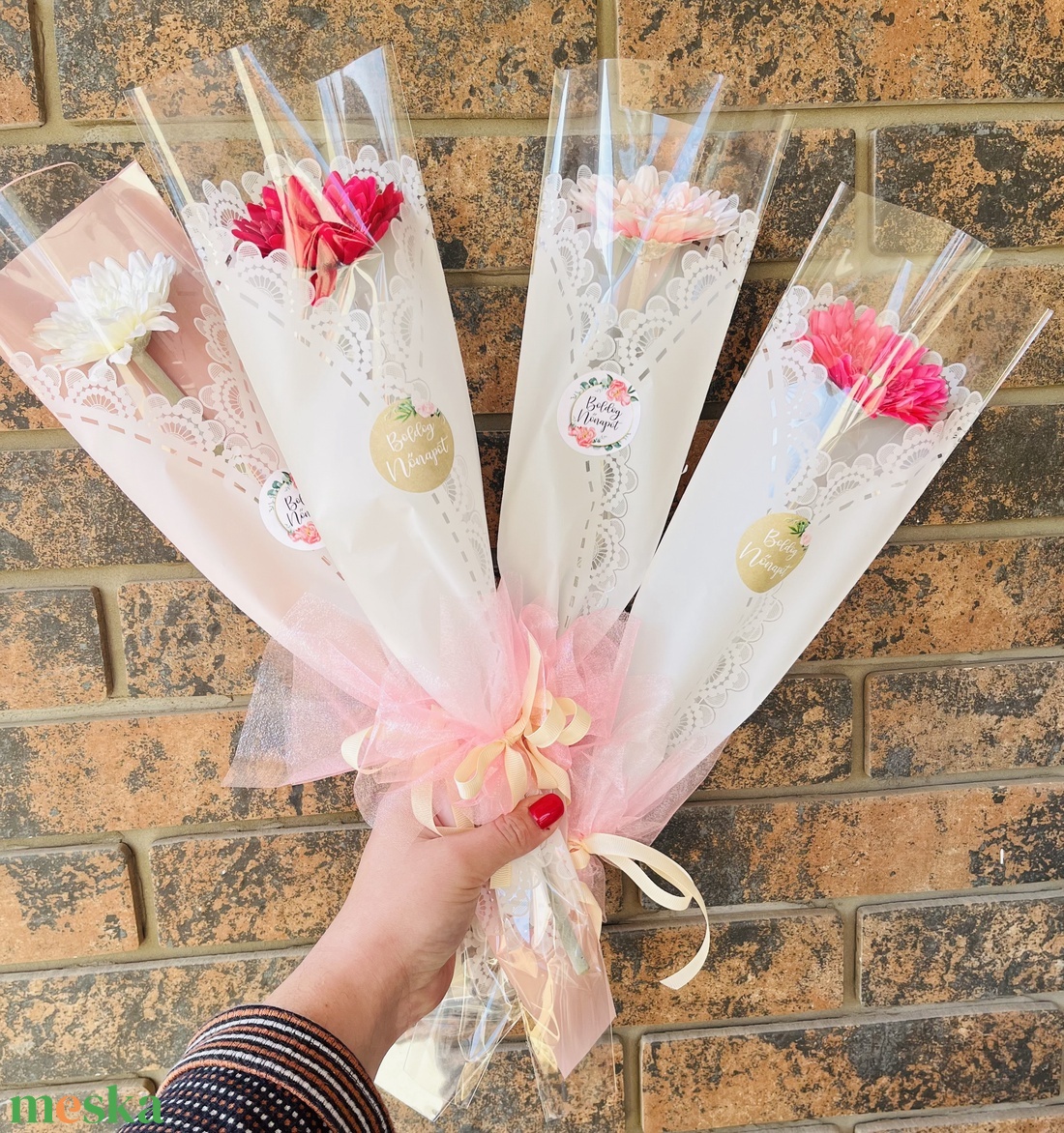 Nőnapi mini gerbera real touch - otthon & életmód - dekoráció - Meska.hu