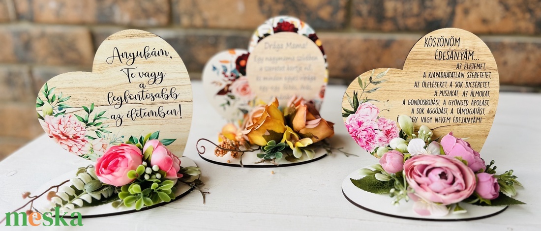 Anyák napi díszek, talpas szív dísz - otthon & életmód - dekoráció - Meska.hu