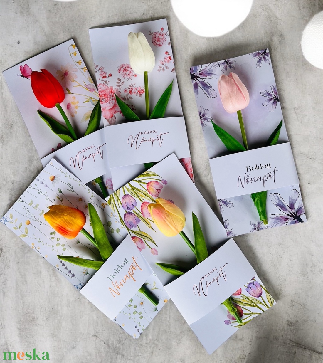 Nőnapi tulipán kártyával - otthon & életmód - virágdekoráció - virágok - szálas virág - Meska.hu