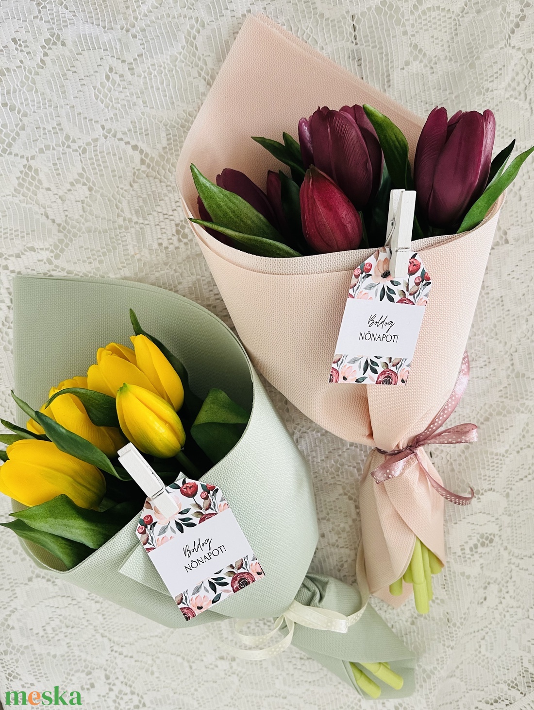 Nőnapi tulipán real touch csokor - otthon & életmód - virágdekoráció - virágok - szálas virág - Meska.hu