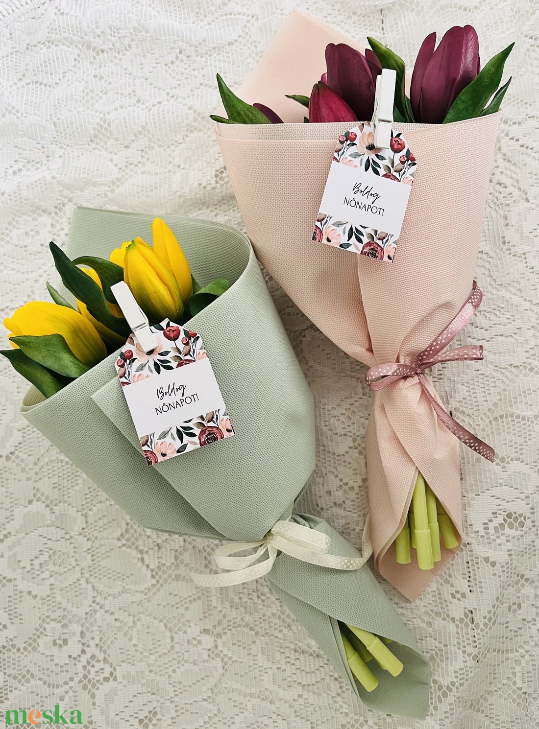 Nőnapi tulipán real touch csokor - otthon & életmód - virágdekoráció - virágok - szálas virág - Meska.hu