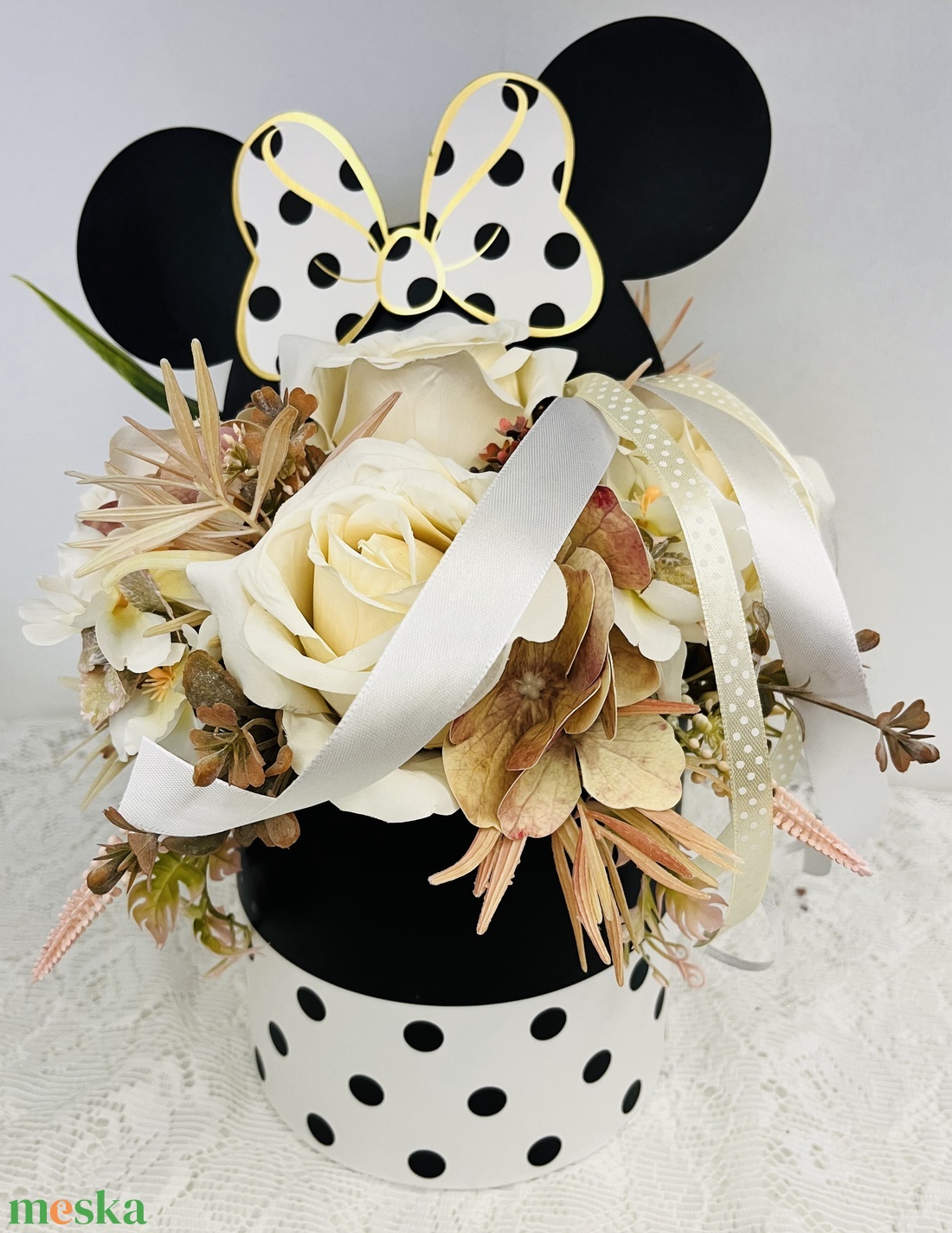 Minnie virágbox - otthon & életmód - papír, írószer - ajándékozás kellékei - pénzátadó doboz - Meska.hu