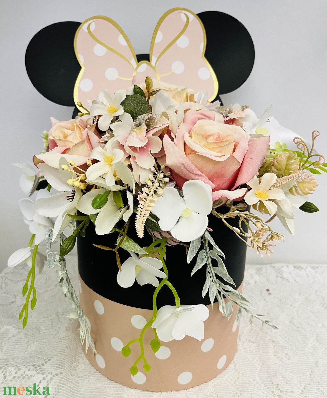 Minnie virágbox - otthon & életmód - papír, írószer - ajándékozás kellékei - pénzátadó doboz - Meska.hu