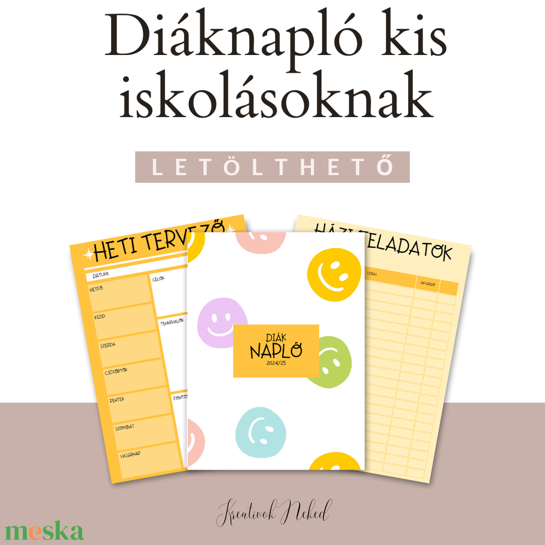 Diáknapló általános iskolásoknak, középsulisoknak, egyetemistáknak - otthon & életmód - papír, írószer - jegyzetfüzet & napló - Meska.hu