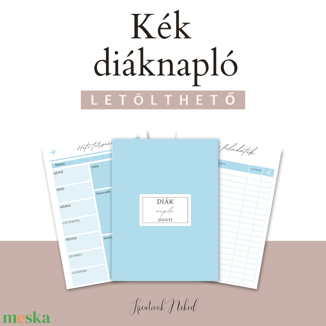 Diáknapló általános iskolásoknak, középsulisoknak, egyetemistáknak - otthon & életmód - papír, írószer - jegyzetfüzet & napló - Meska.hu