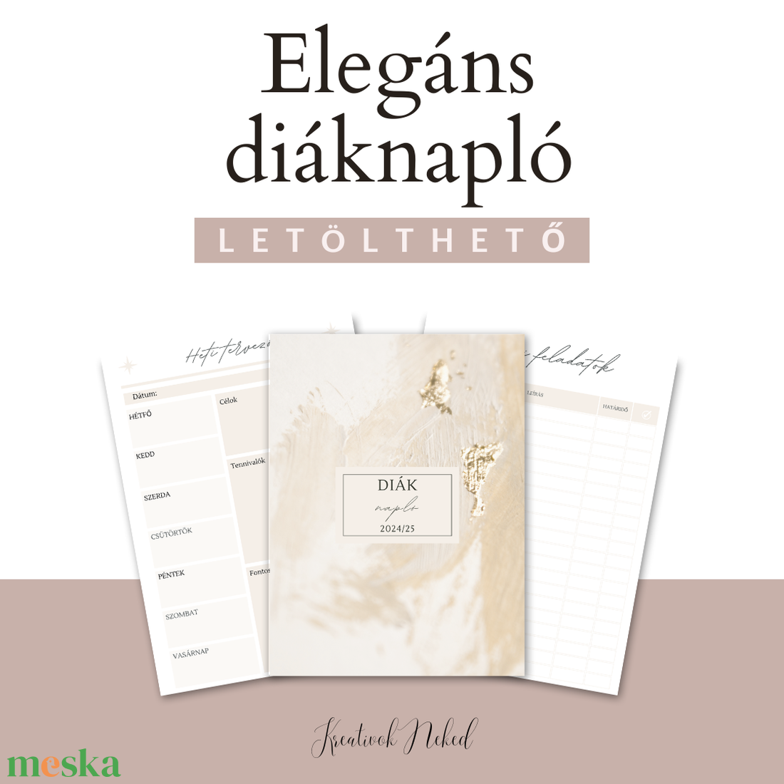 Diáknapló általános iskolásoknak, középsulisoknak, egyetemistáknak - otthon & életmód - papír, írószer - jegyzetfüzet & napló - Meska.hu