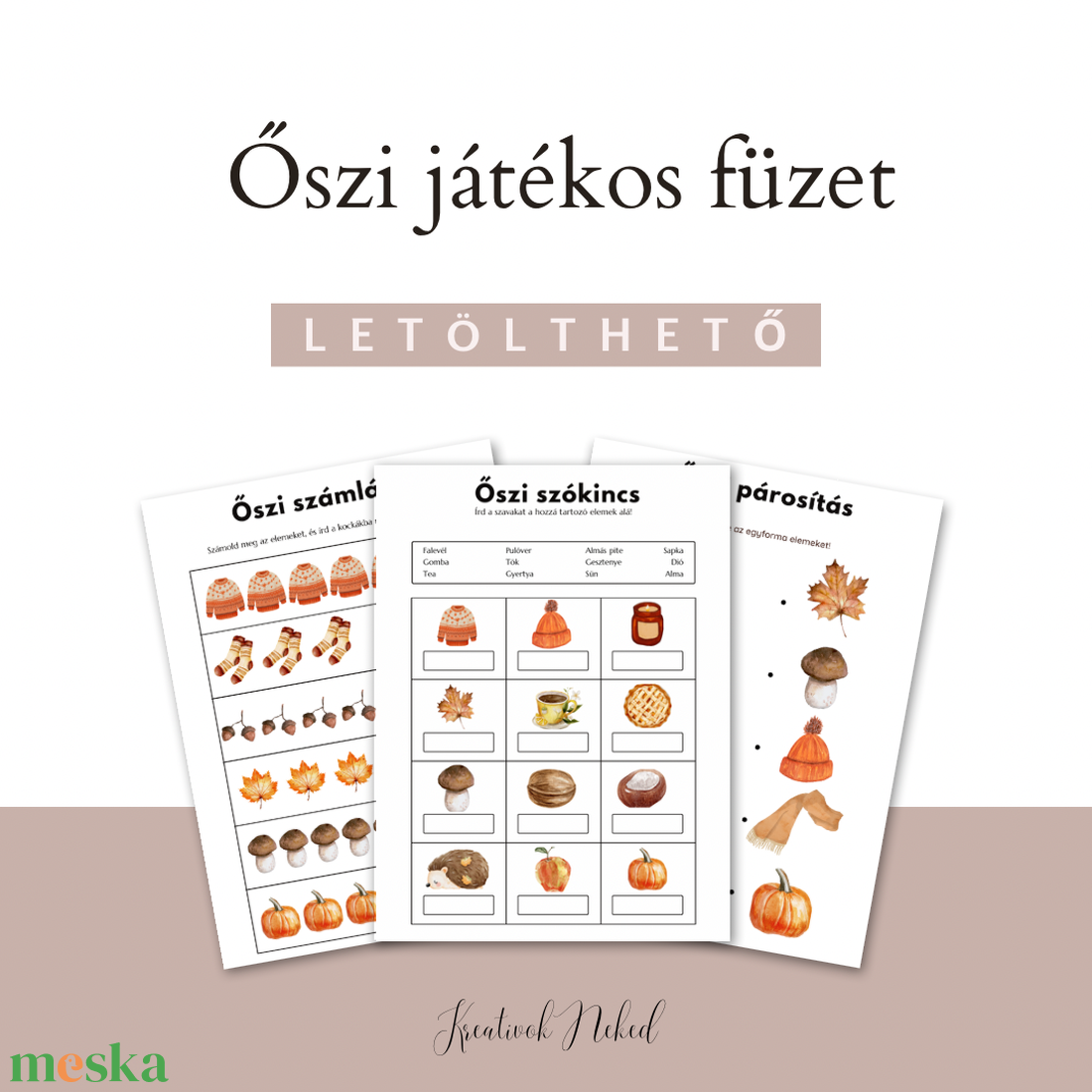 Őszi játékos fejlesztő füzet gyerekeknek - játék & sport - táblajáték és kártyajáték - kártya - Meska.hu Őszi játékos fejlesztő füzet gyerekeknek - játék & sport - táblajáték és kártyajáték - kártya - Meska.hu