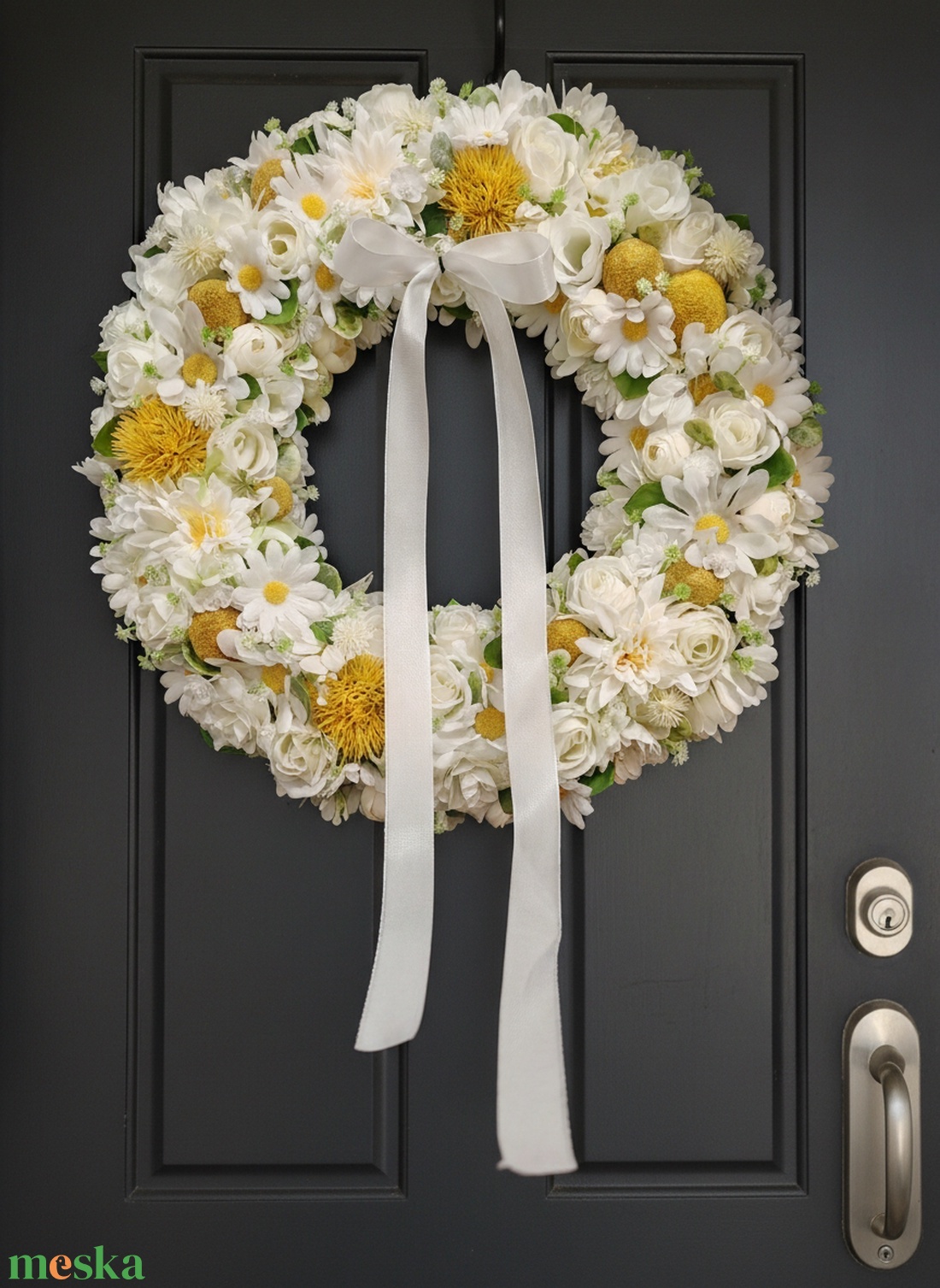 Margarétás tavaszi kopogtató - otthon & életmód - dekoráció - ajtó- és ablak dekoráció - ajtódísz & kopogtató - Meska.hu