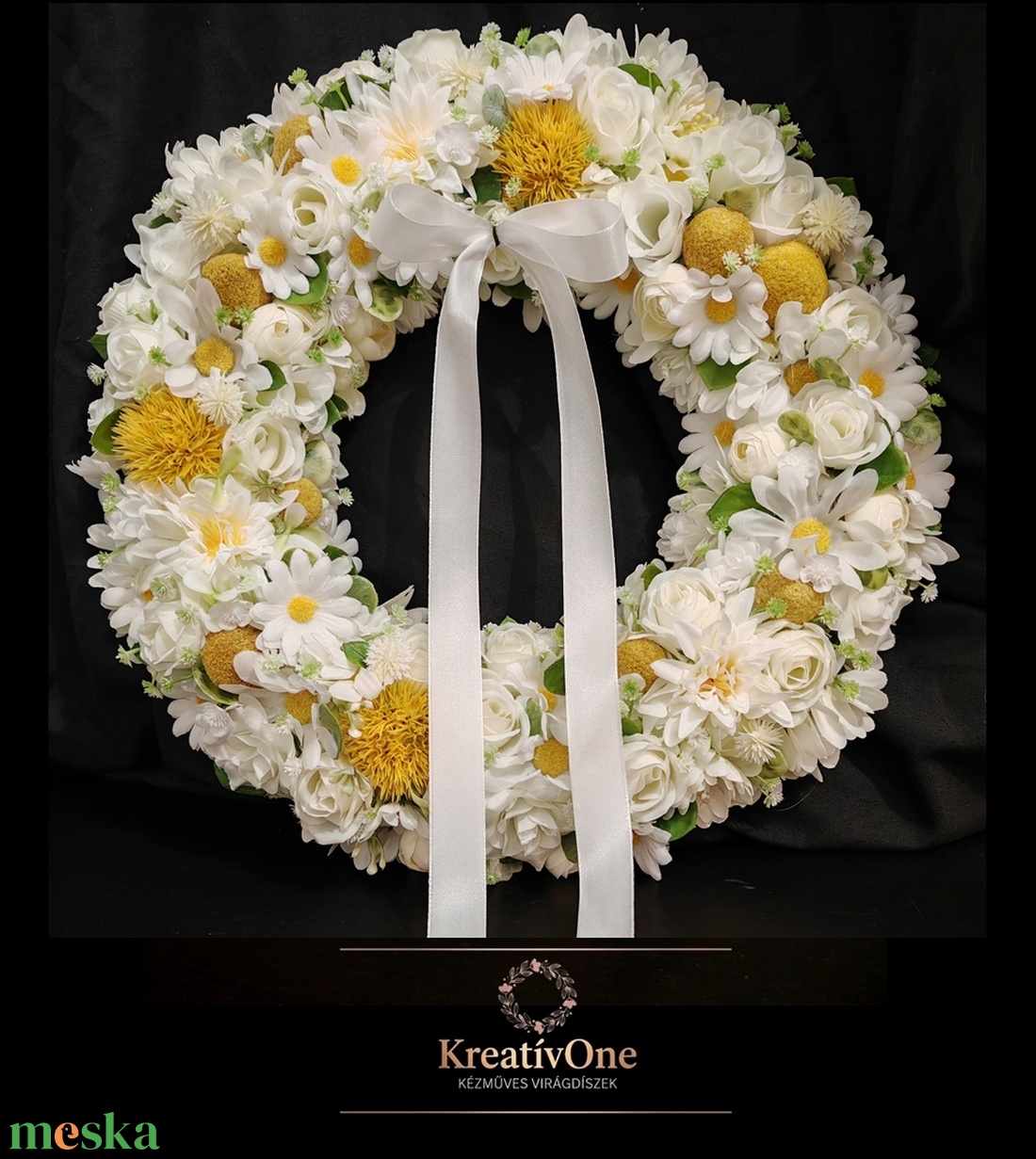 Margarétás tavaszi kopogtató - otthon & életmód - dekoráció - ajtó- és ablak dekoráció - ajtódísz & kopogtató - Meska.hu