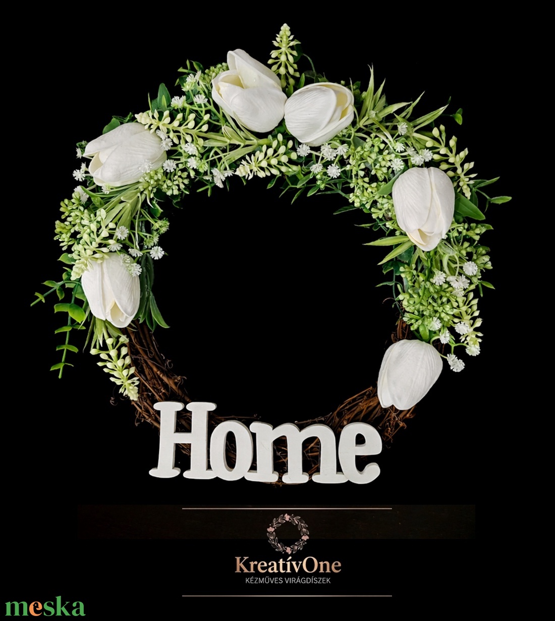 Tavaszi ajtódísz fehér tulipánnal - otthon & életmód - dekoráció - ajtó- és ablak dekoráció - ajtódísz & kopogtató - Meska.hu